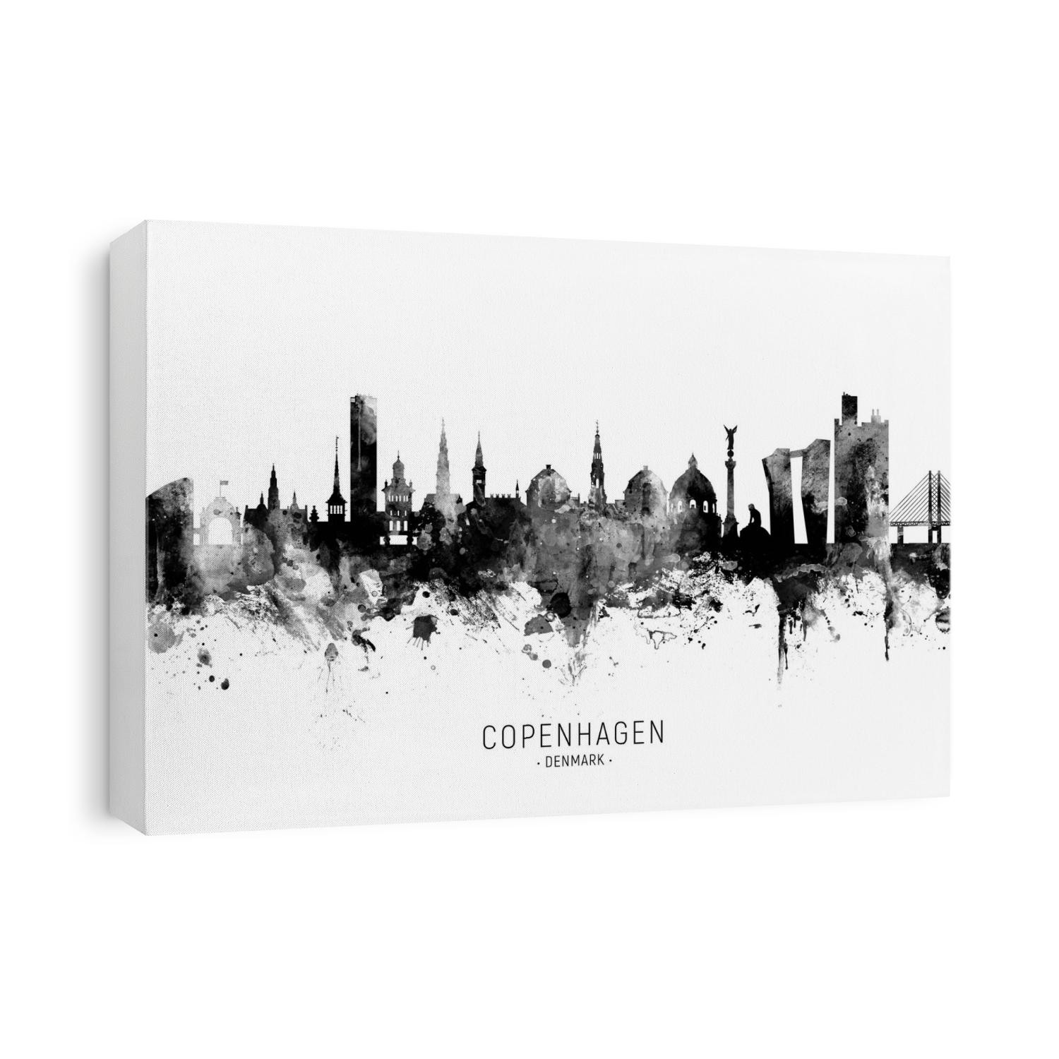 Watercolor art print of the skyline of Copenhagen, Denmark 