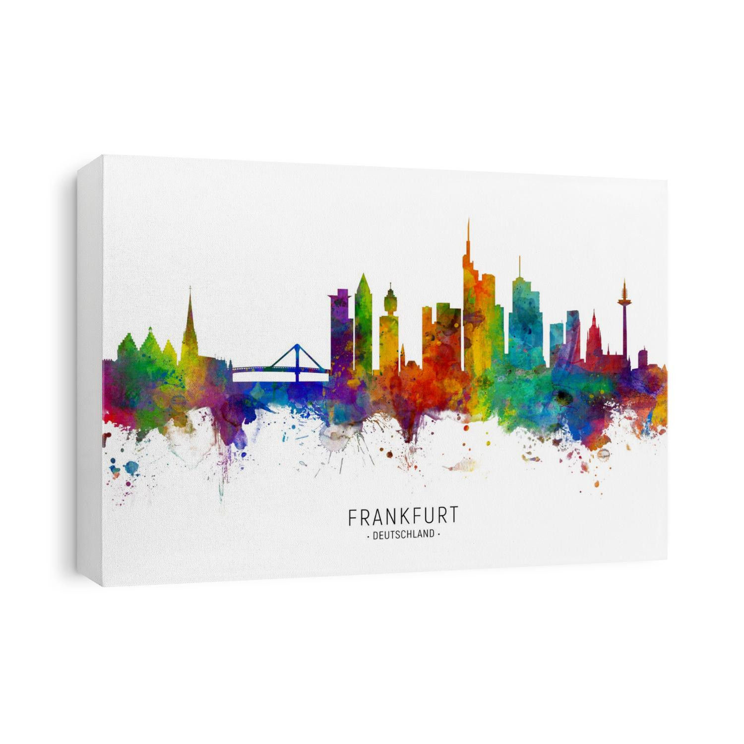 Watercolor art print of the skyline of Frankfurt, Germany 