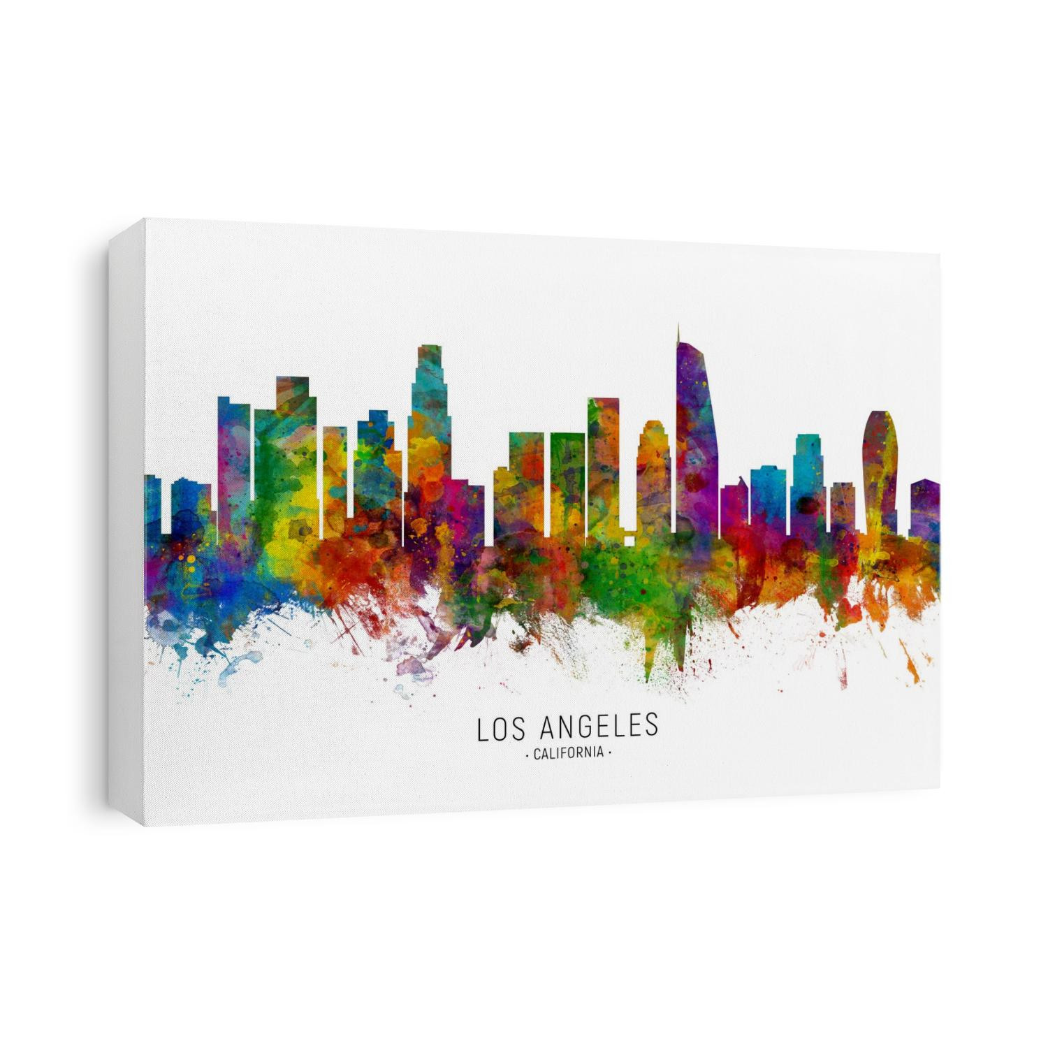 Watercolor art print of the skyline of Los Angeles, California, United States