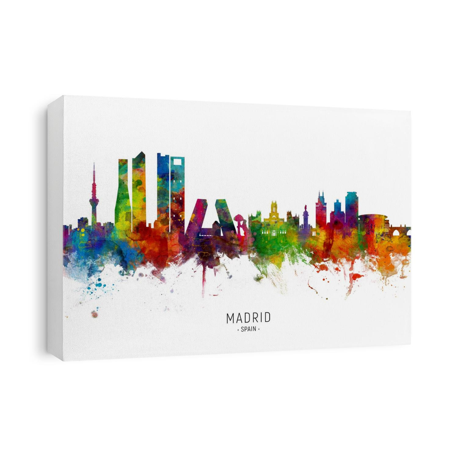 Watercolor art print of the skyline of Madrid, Spain