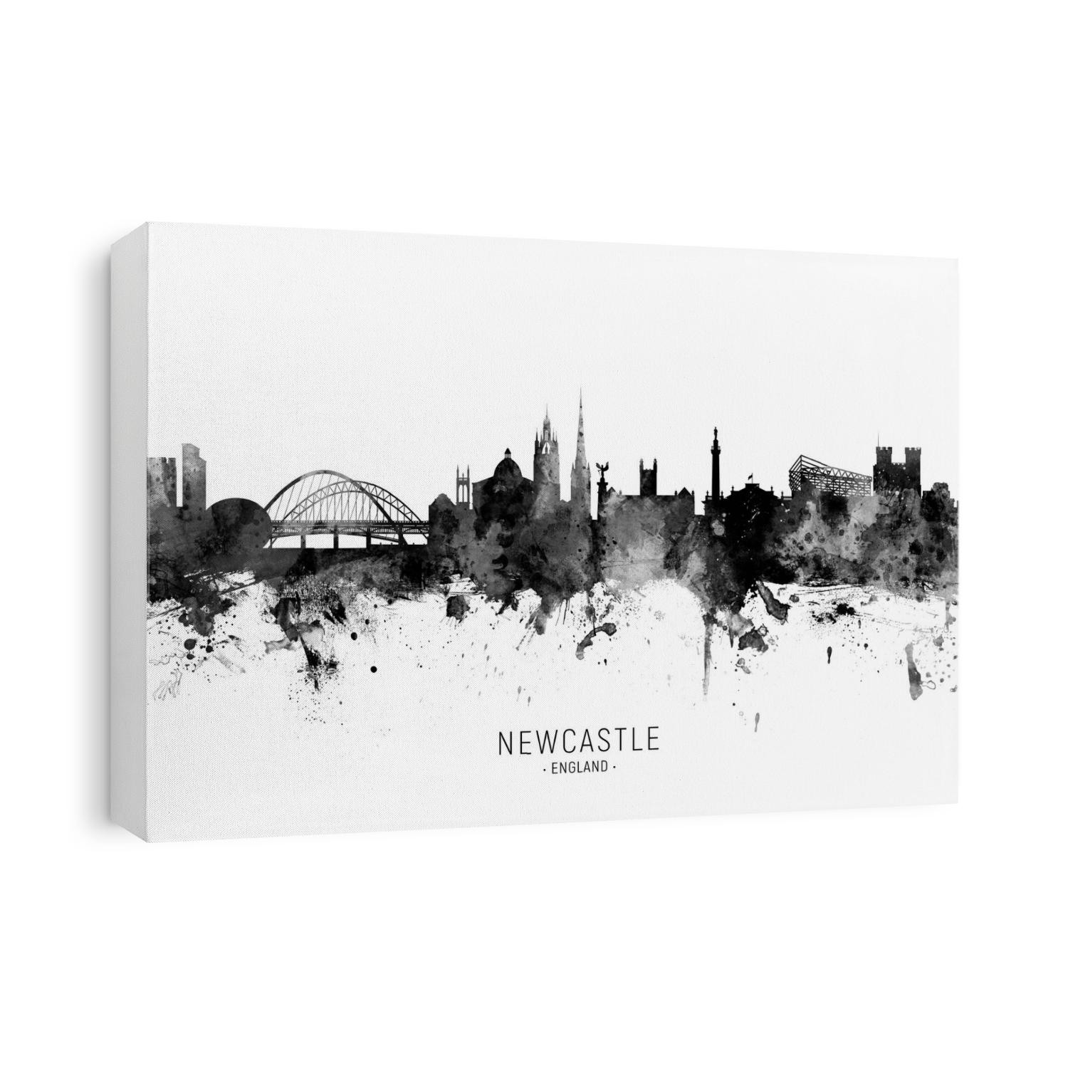 Watercolor art print of the skyline of Newcastle, England, United Kingdom