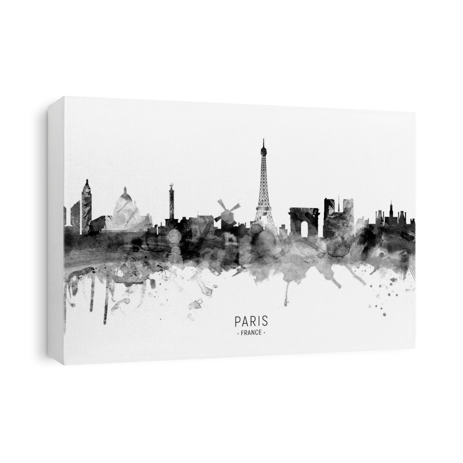 Watercolor art print of the skyline of Paris, France