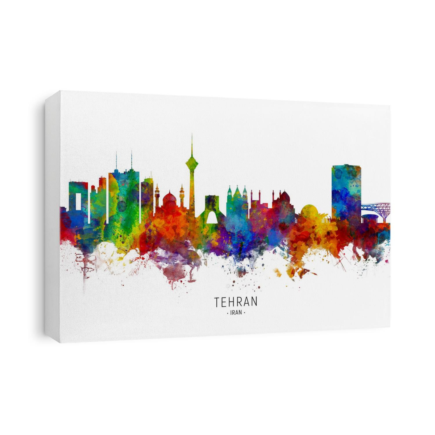 Watercolor art print of the skyline of Tehran, Iran 