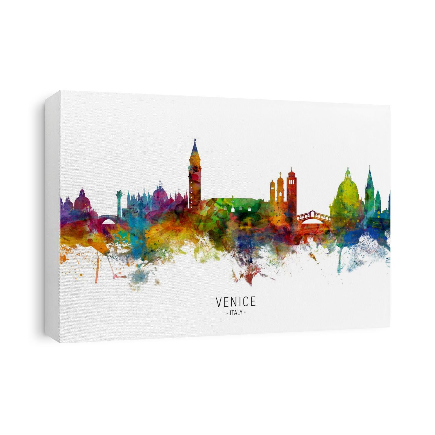 Watercolor art print of the skyline of Venice, Italy
