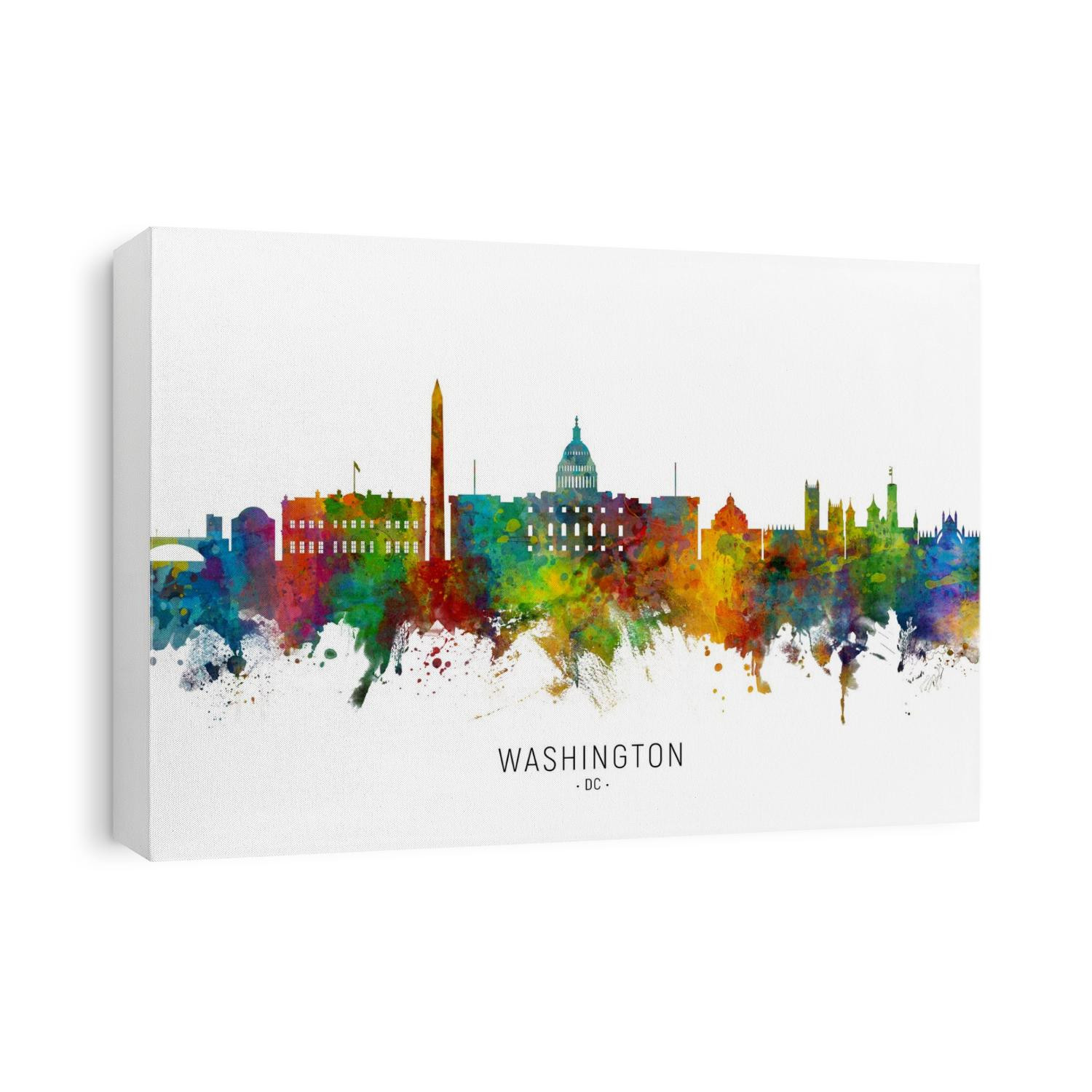 Watercolor art print of the skyline of Washington DC, United States