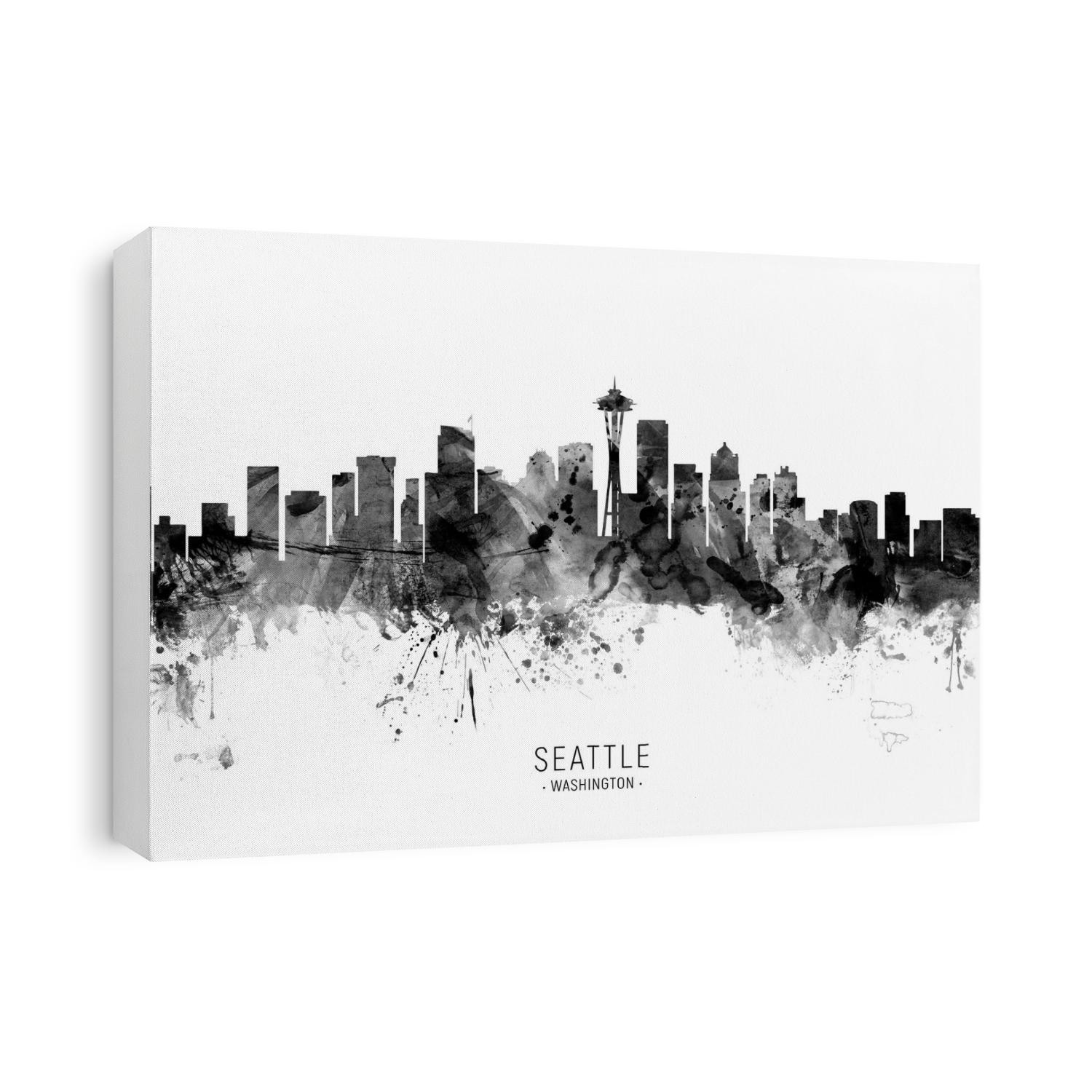 Watercolor art print of the skyline of Seattle, Washington, United States