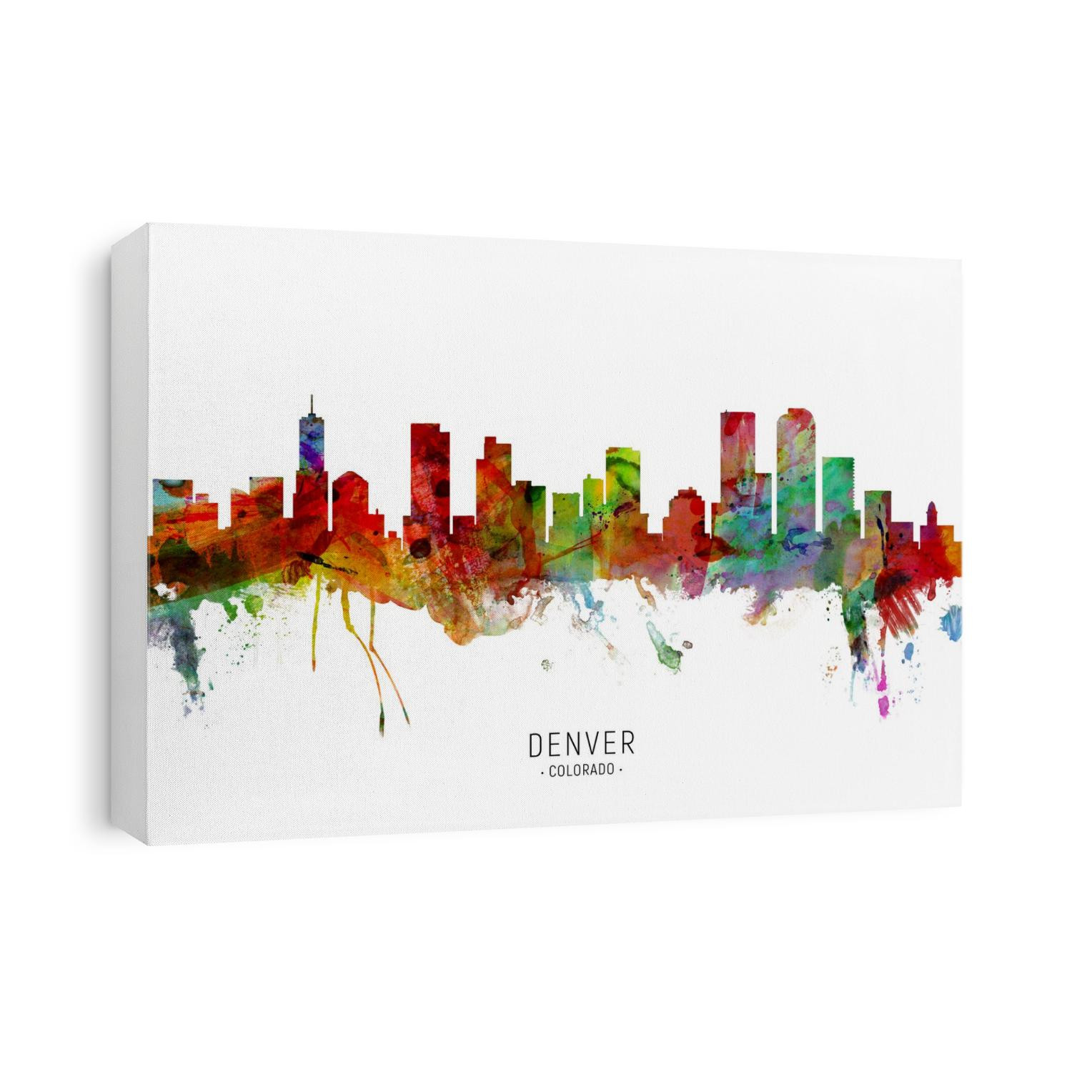 Watercolor art print of the skyline of Denver, Colorado, United States
