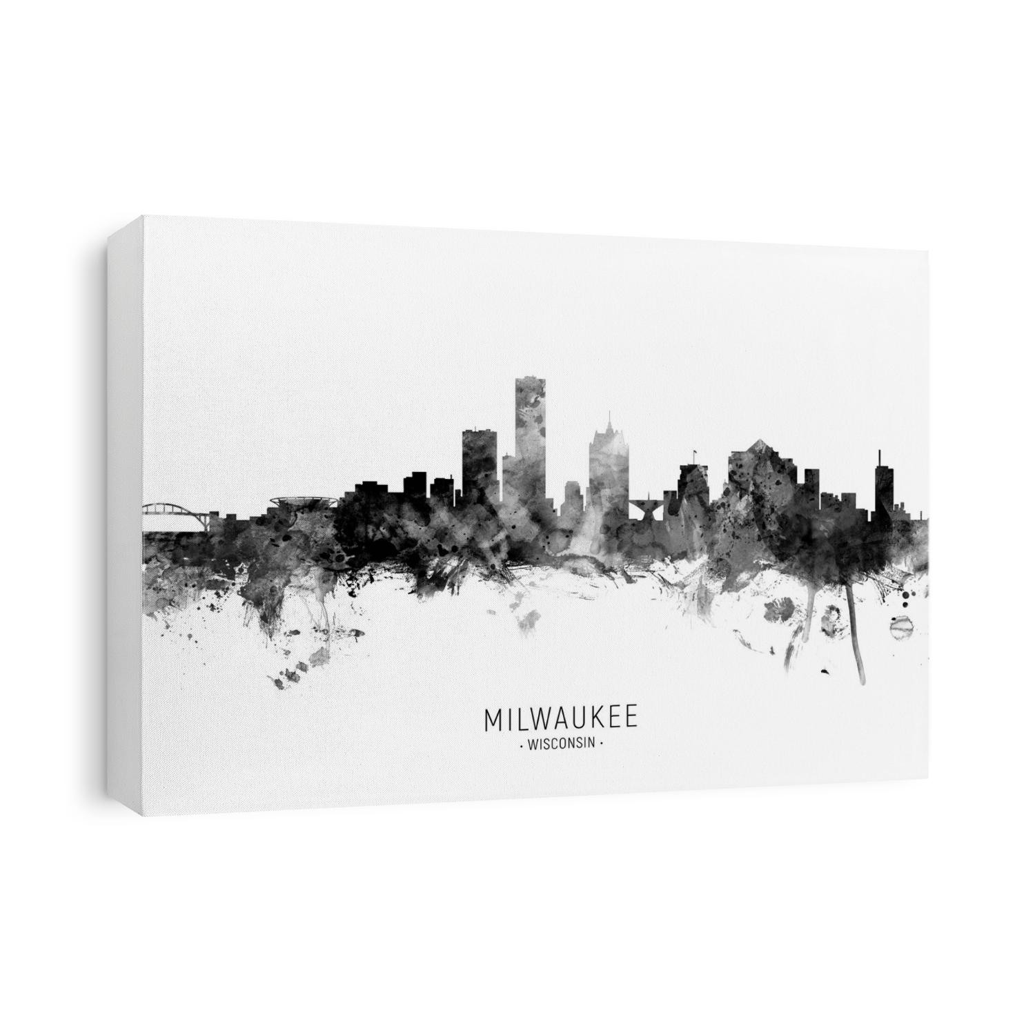 Watercolor art print of the skyline of Milwaukee, Wisconsin, United States