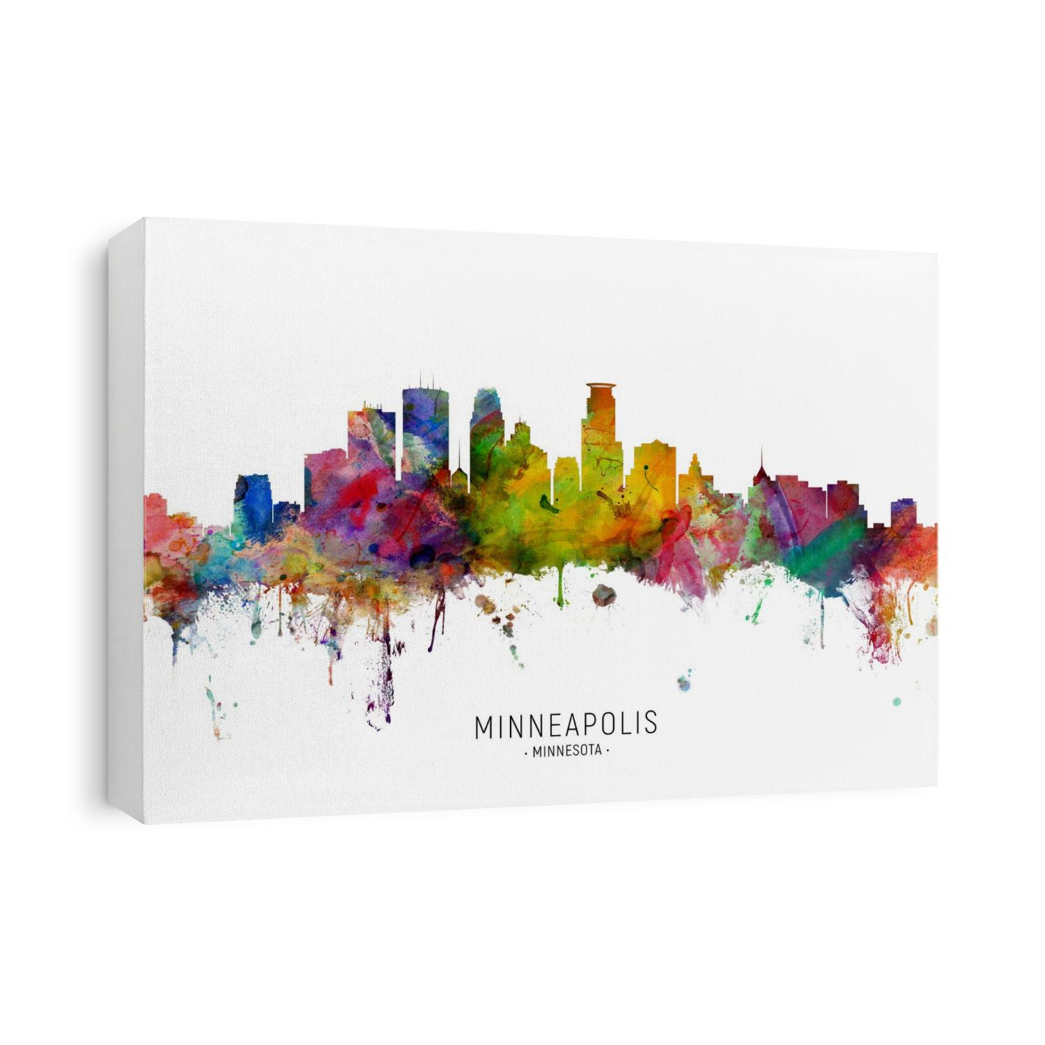 Watercolor art print of the skyline of Minneapolis, Minnesota, United States