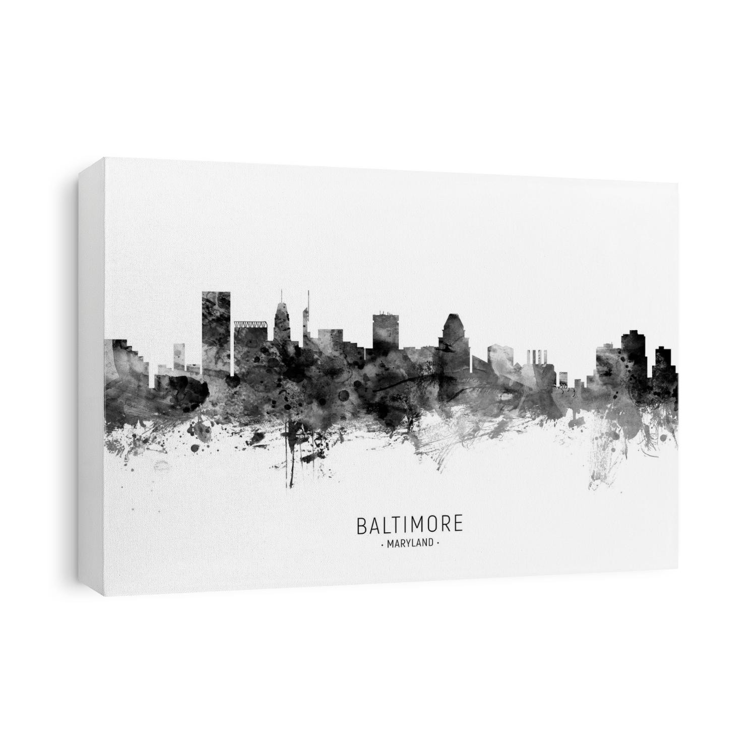 Watercolor art print of the skyline of Baltimore, Maryland, United States