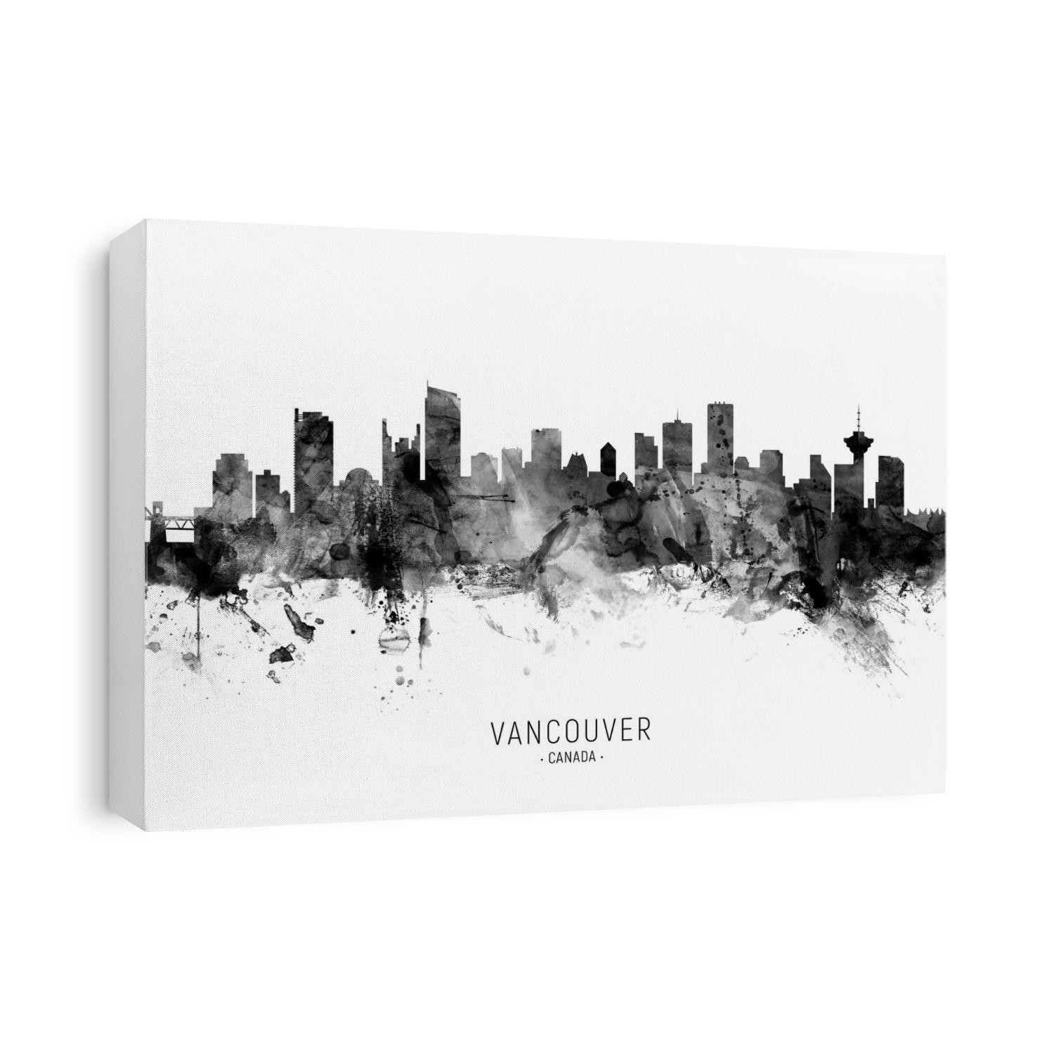 Watercolor art print of the skyline of the city of Vancouver, British Columbia, Canada
