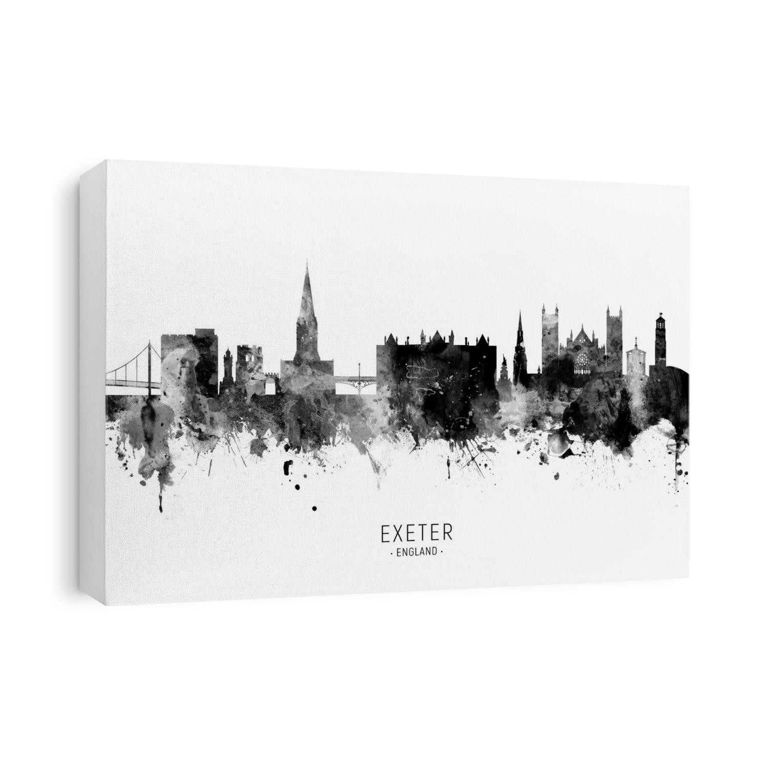 Watercolor art print of the skyline of Exeter, England, United Kingdom