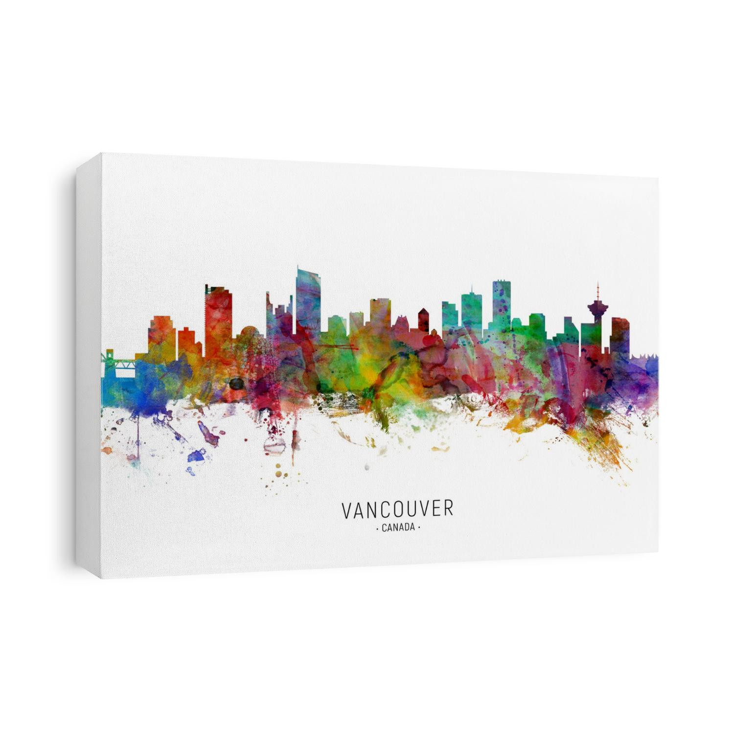Watercolor art print of the skyline of the city of Vancouver, British Columbia, Canada