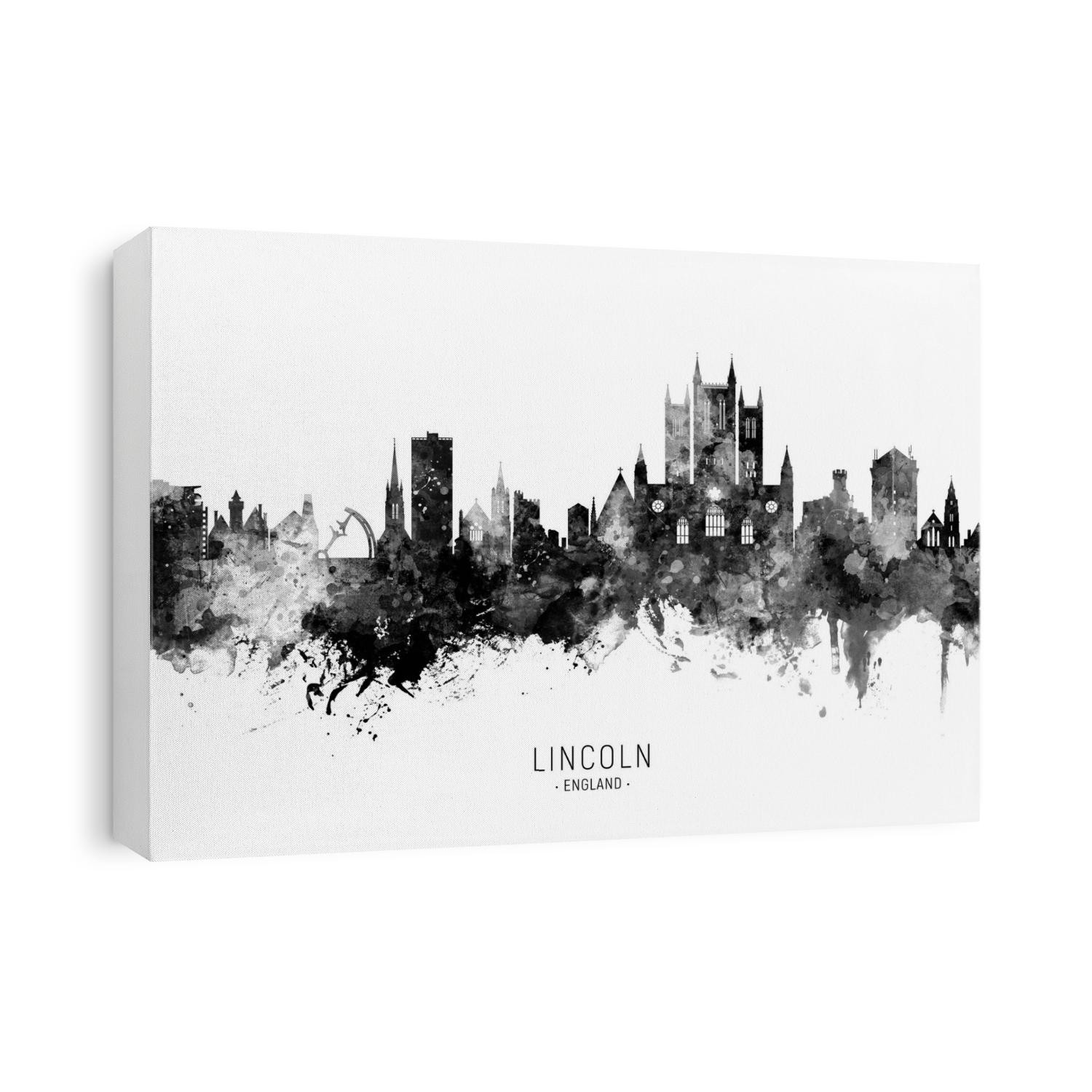 Watercolor art print of the skyline of Lincoln, England, United Kingdom