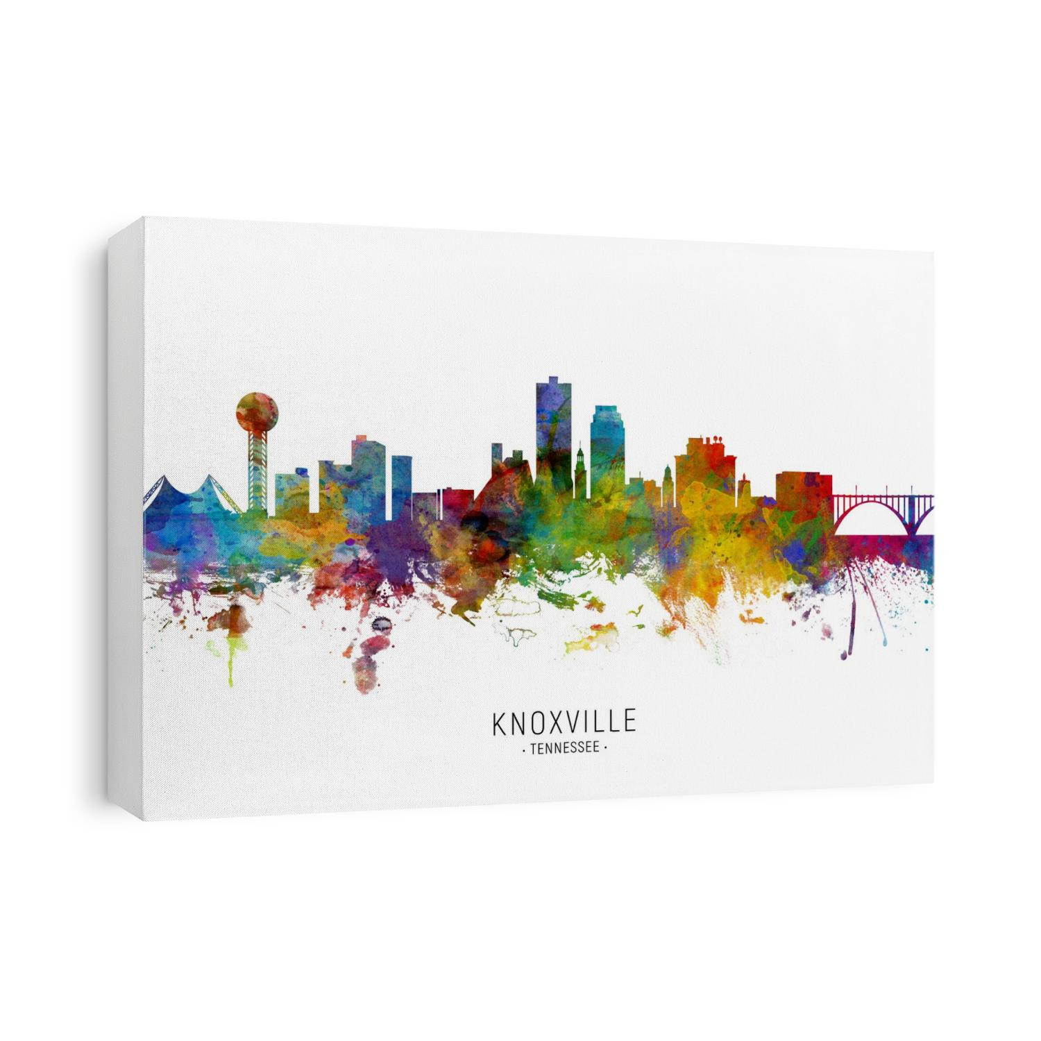 Watercolor art print of the skyline of Knoxville, Tennessee, United States