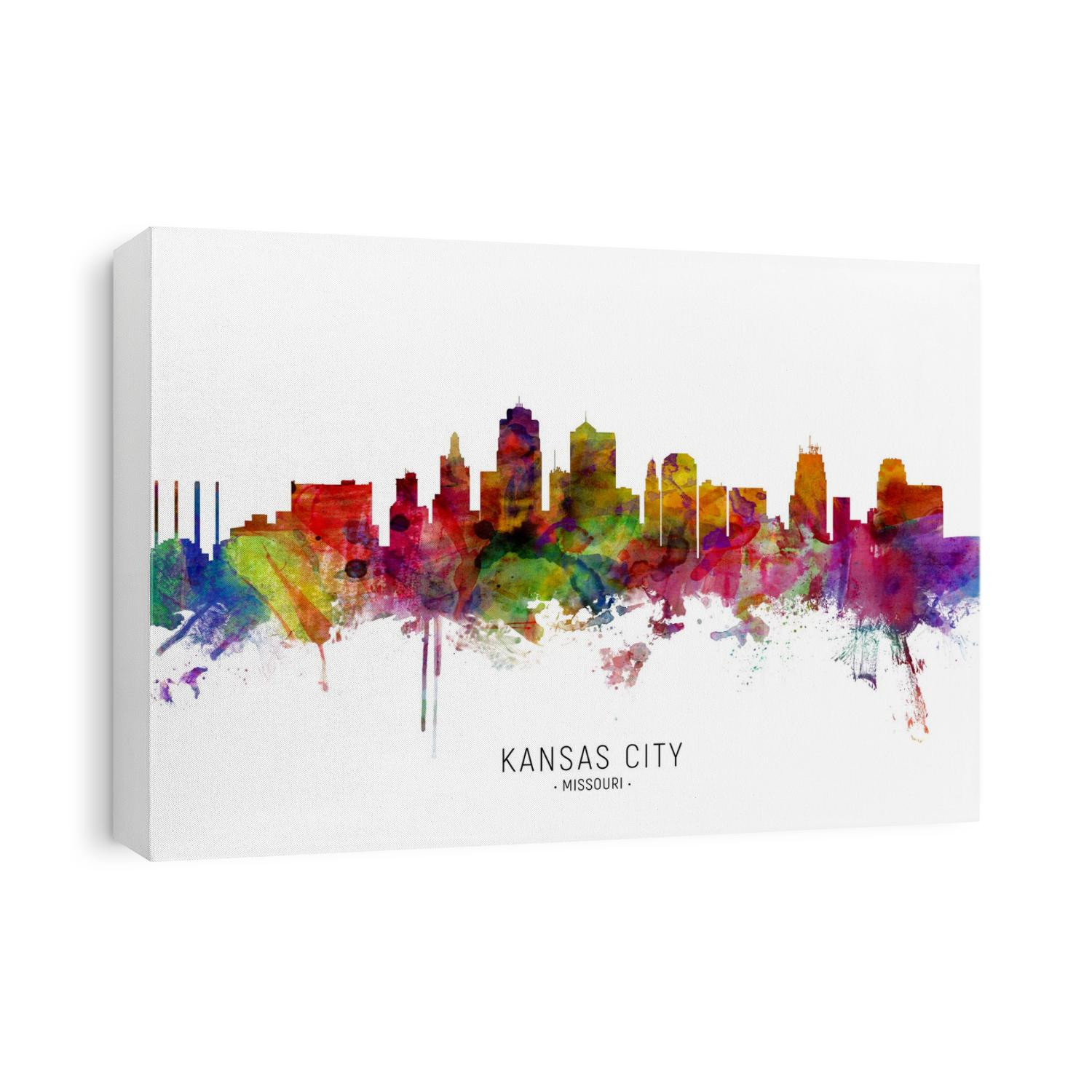 Watercolor art print of the skyline of Kansas City, Missouri, United States