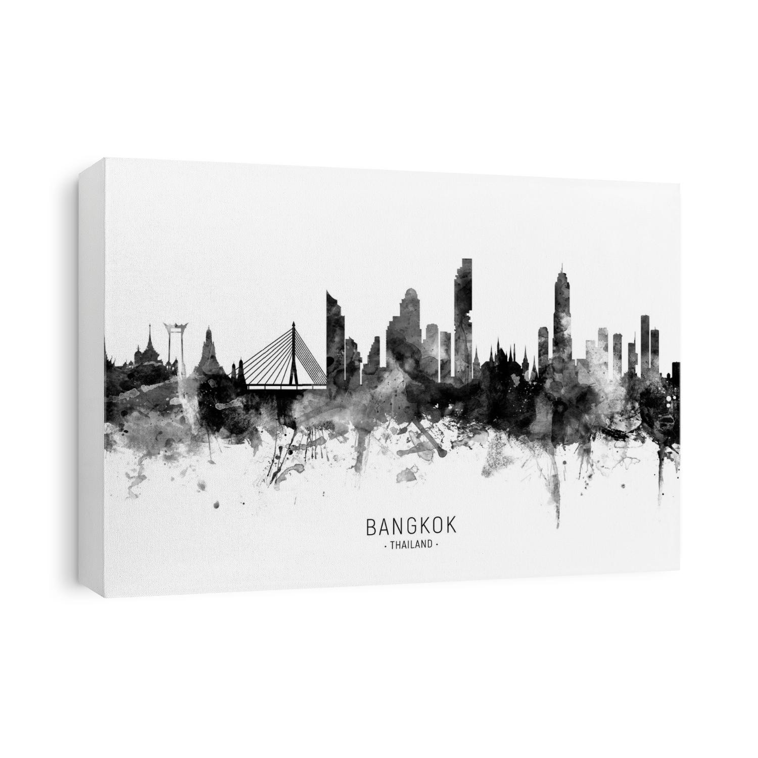 Watercolor art print of the skyline of Bangkok, Thailand
