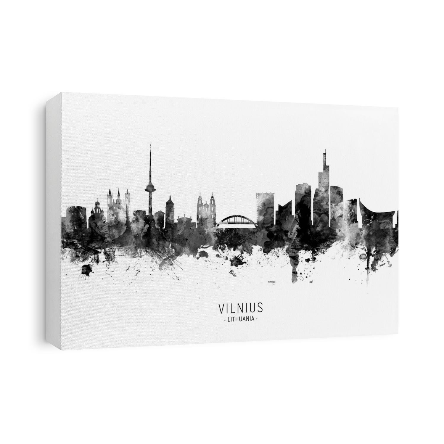Watercolor art print of the skyline of Vilnius, Lithuania