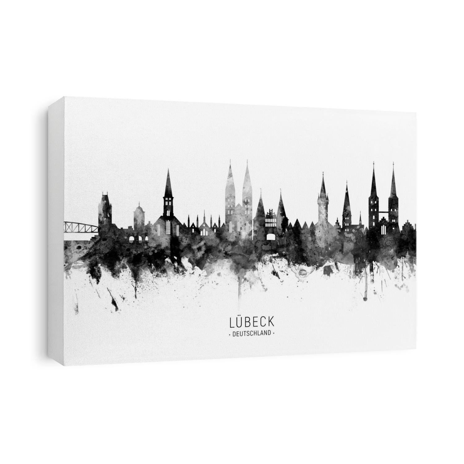 Watercolor art print of the skyline of Lubeck, Germany