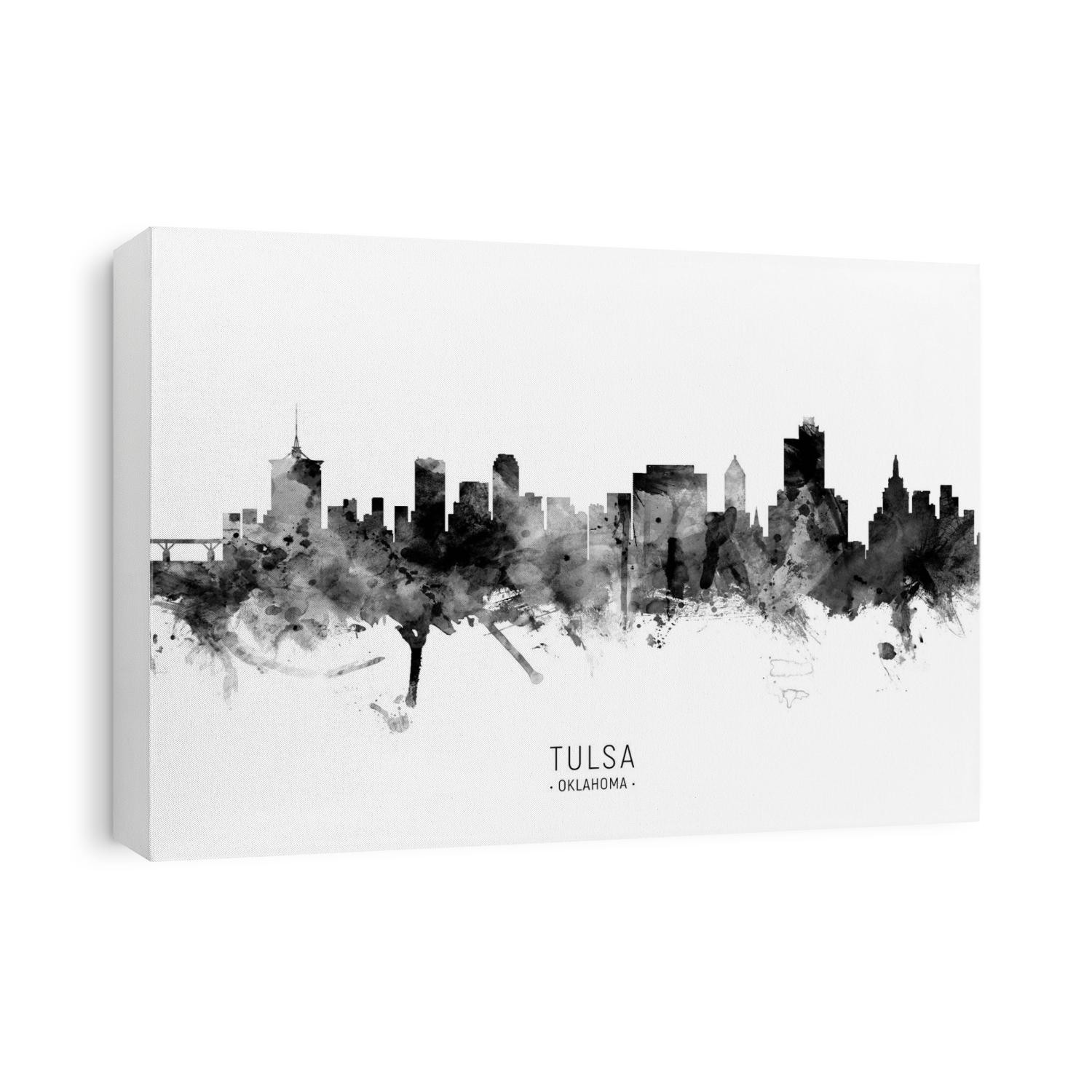 Watercolor art print of the skyline of Tulsa, Oklahoma, United States