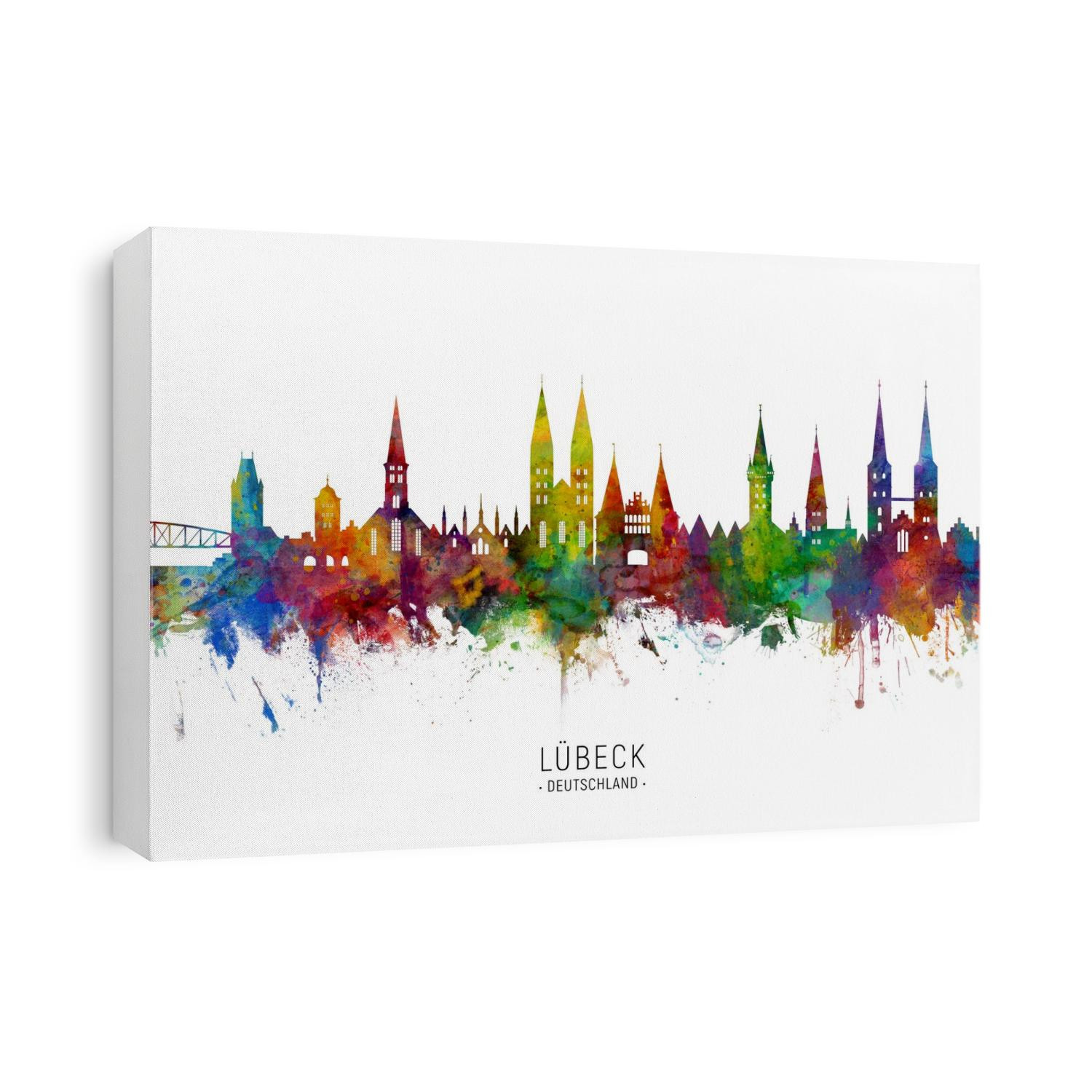 Watercolor art print of the skyline of Lubeck, Germany
