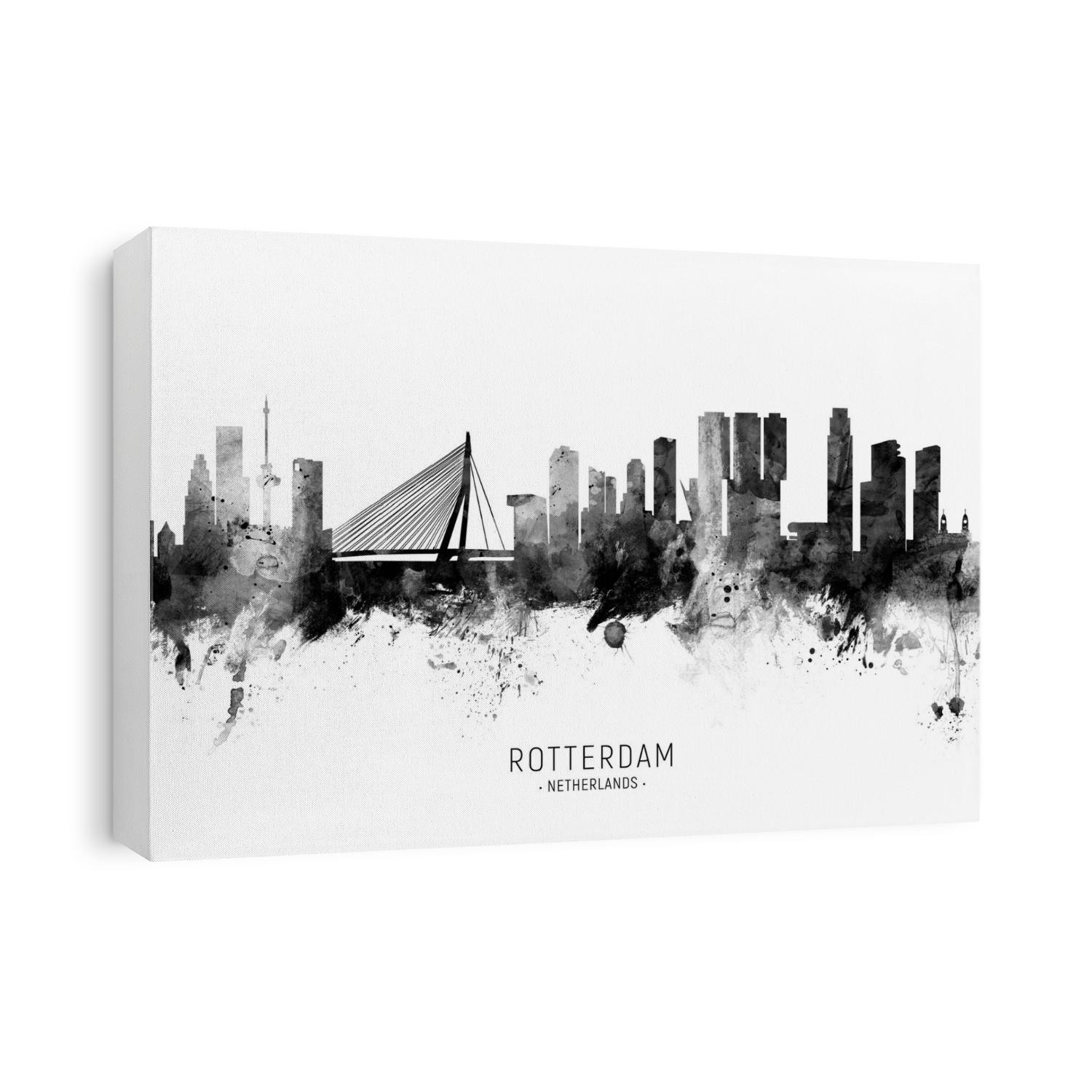 Watercolor art print of the skyline of Rotterdam, The Netherlands