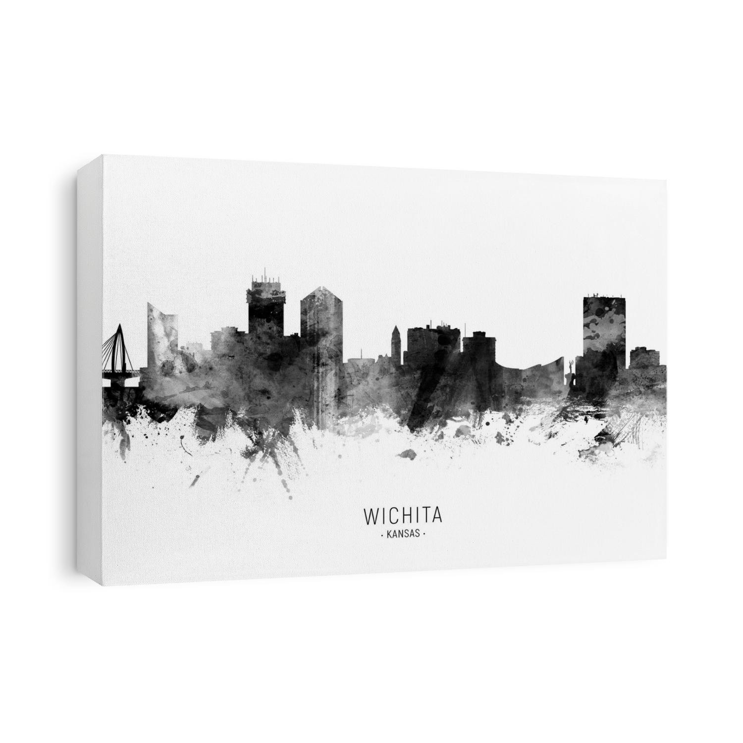 Watercolor art print of the skyline of Wichita, Kansas, United States