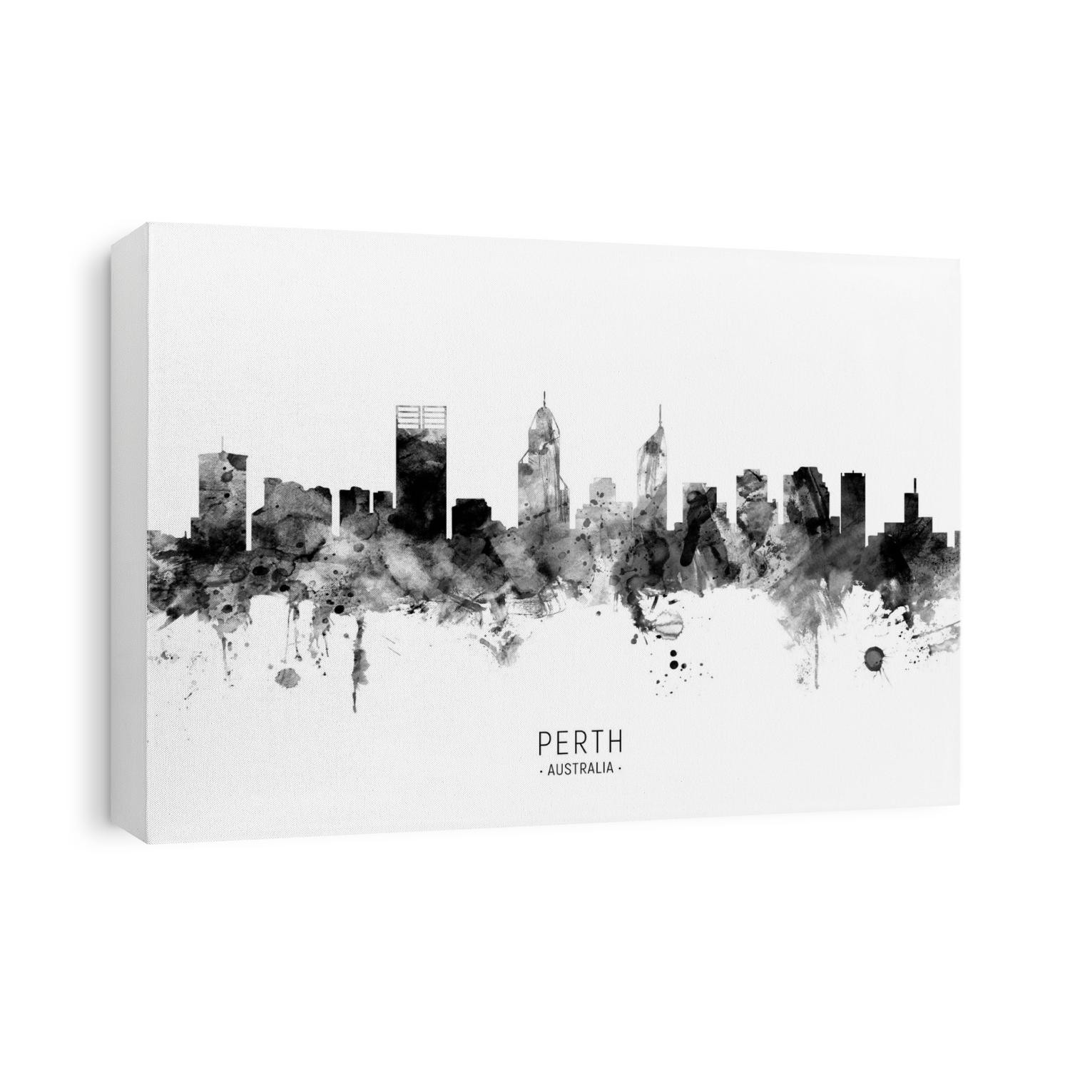 Watercolor art print of the skyline of Perth, Australia