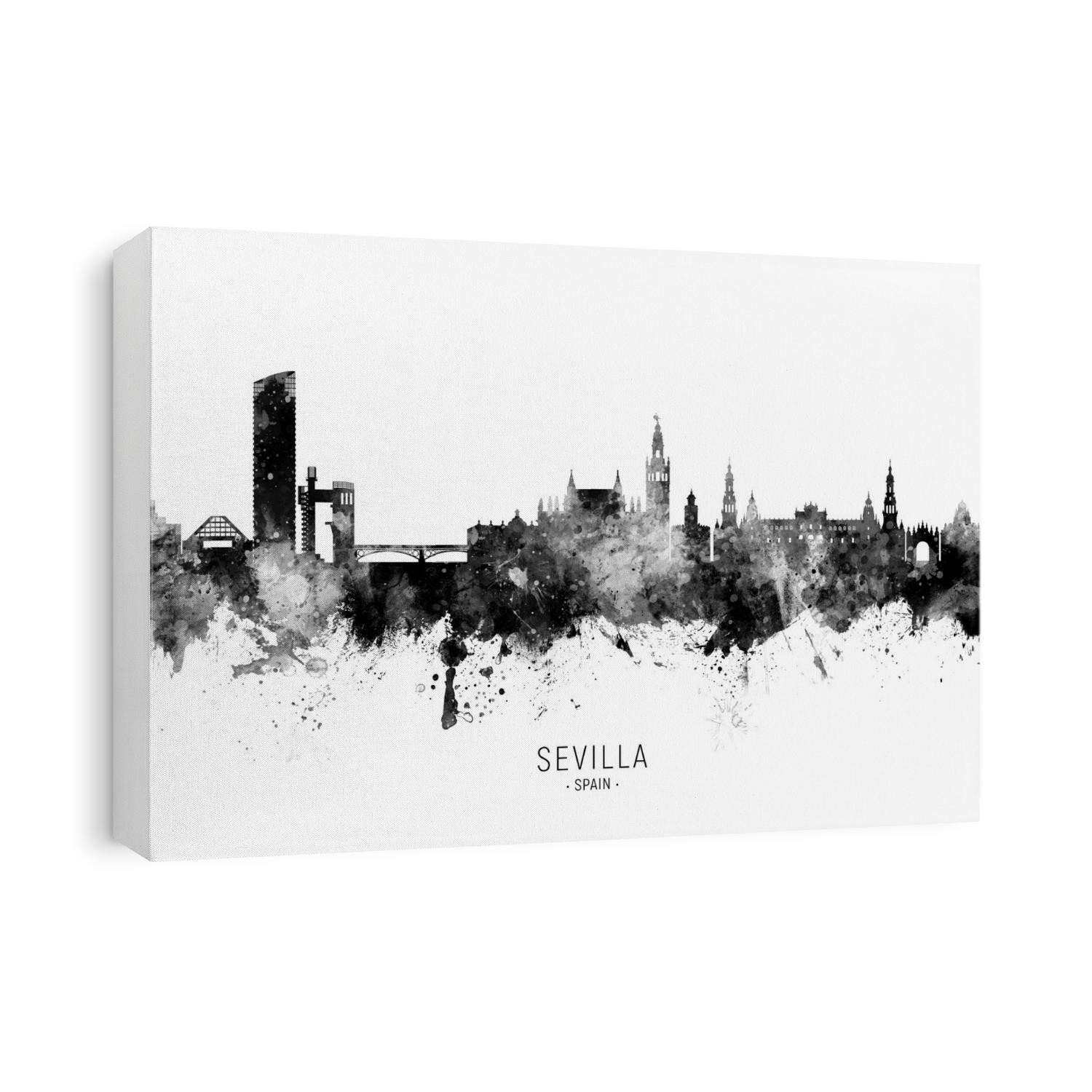 Watercolor art print of the skyline of Sevilla, Spain