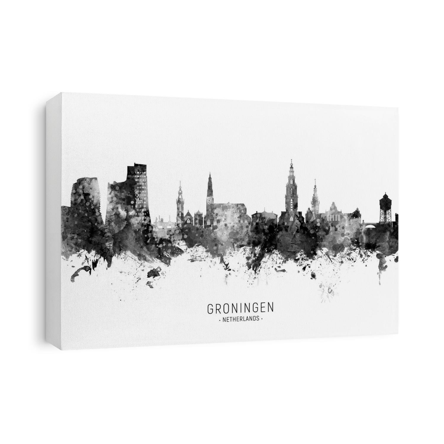 Watercolor art print of the skyline of Groningen, The Netherlands