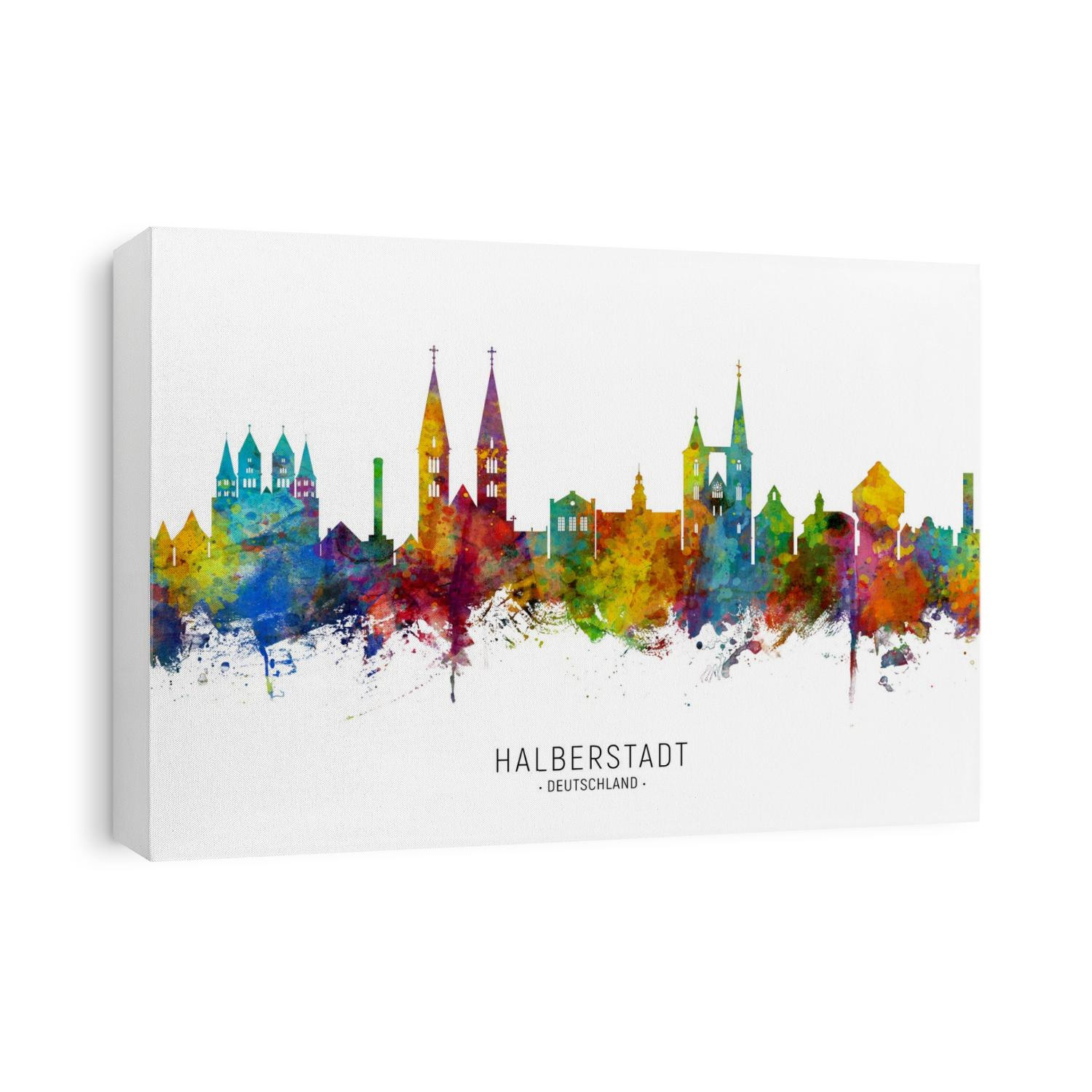 Watercolor art print of the skyline of Halberstadt, Germany