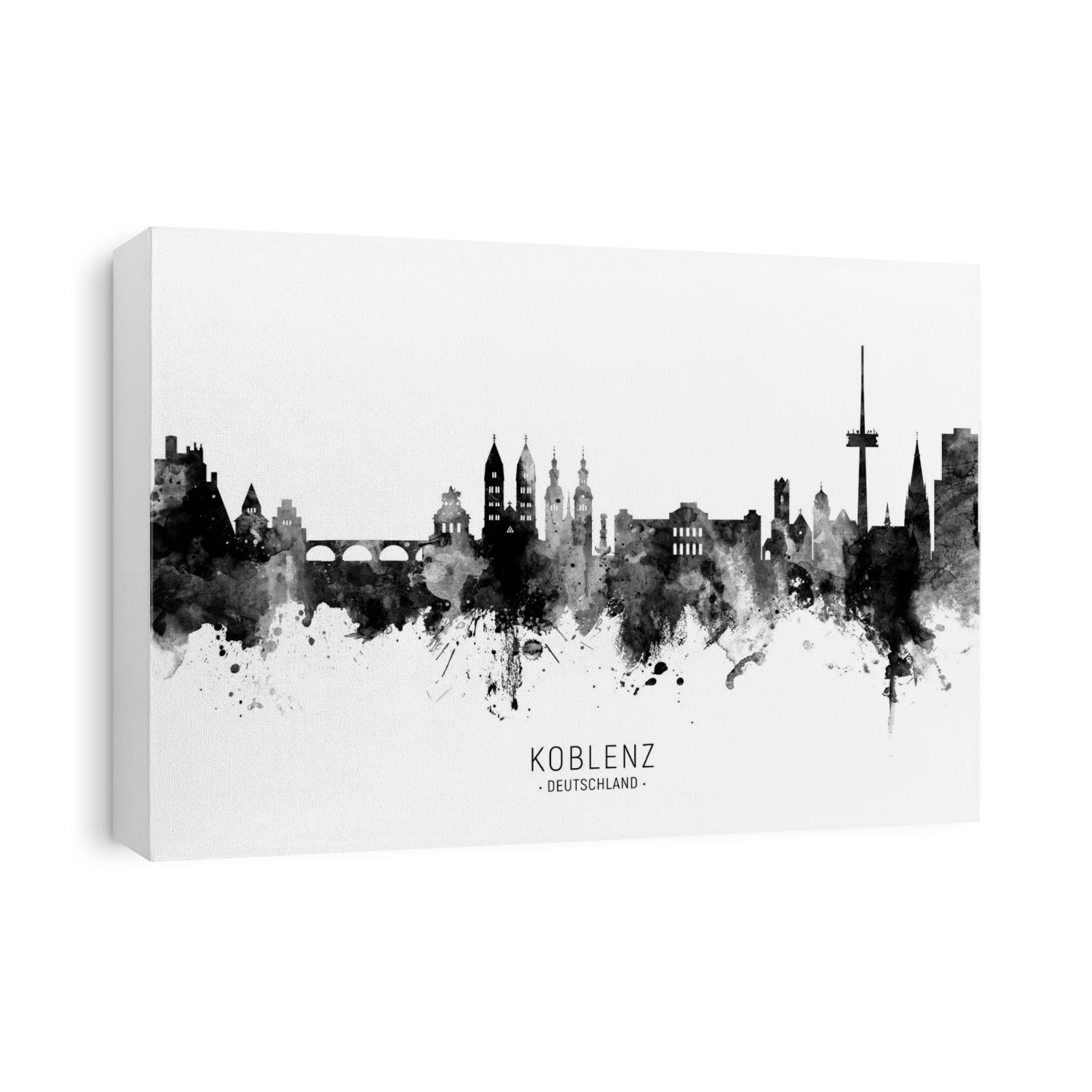 Watercolor art print of the skyline of Koblenz, Germany