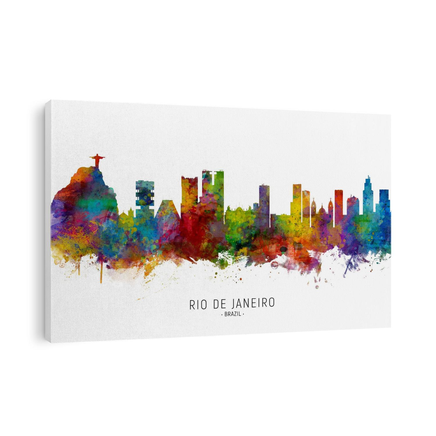 Watercolor art print of the skyline of Rio de Janeiro, Brazil