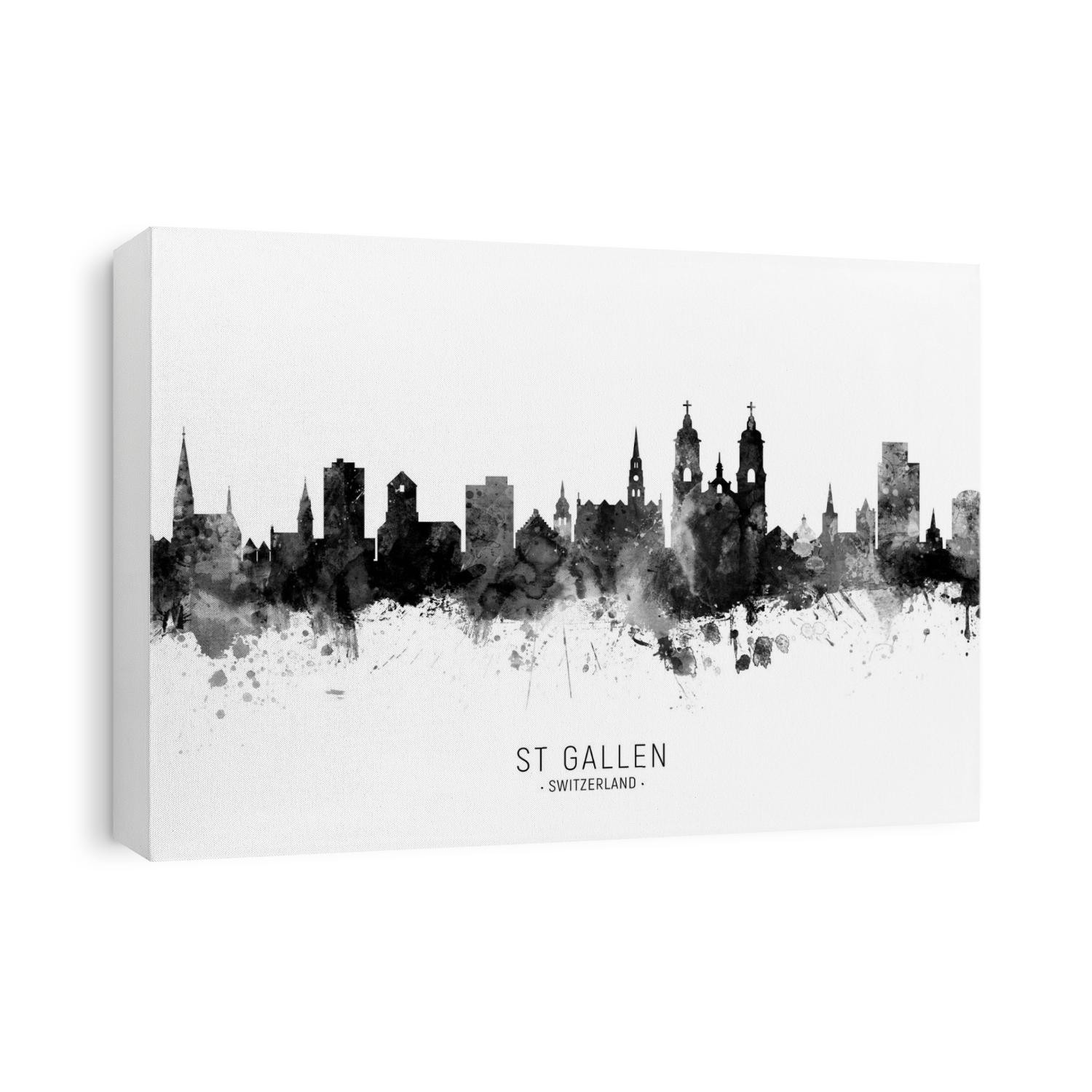 Watercolor art print of the skyline of St Gallen, Switzerland