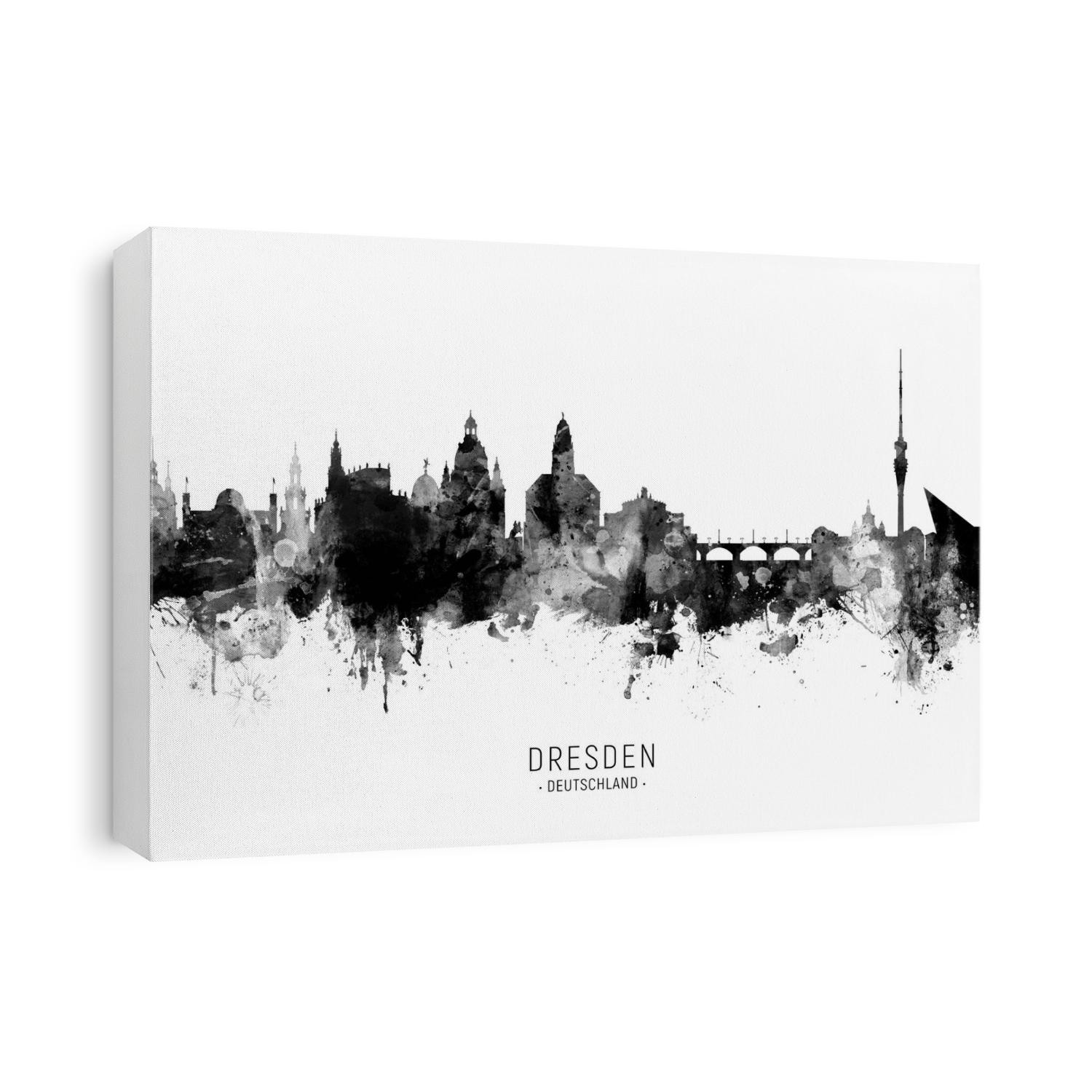 Watercolor art print of the skyline of Dresden, Germany 