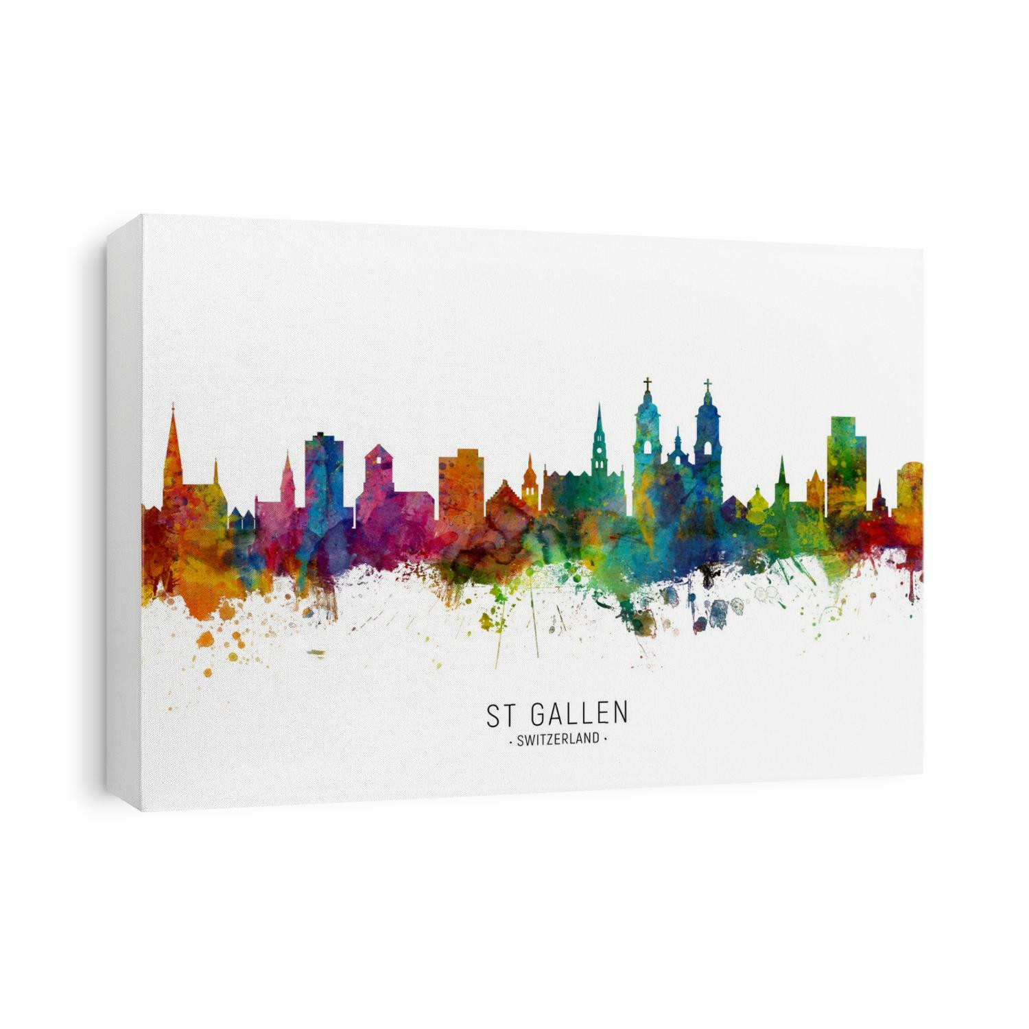 Watercolor art print of the skyline of St Gallen, Switzerland