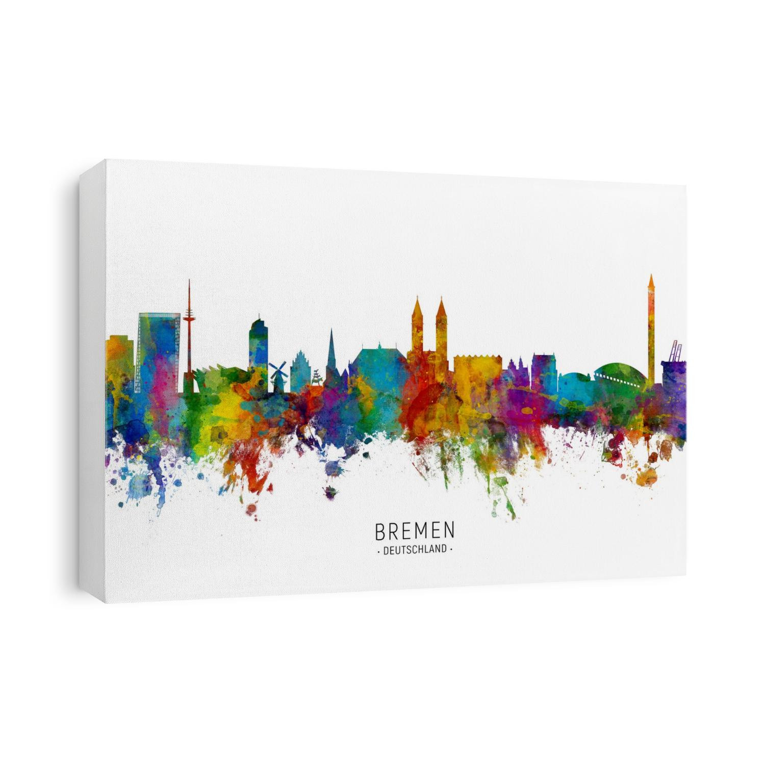 Watercolor art print of the skyline of Bremen, Germany 
