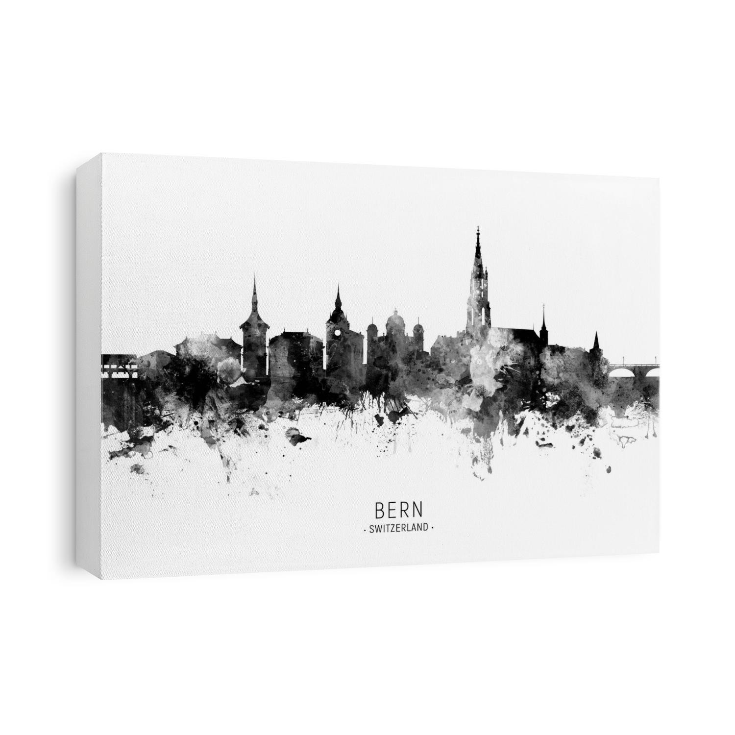 Watercolor art print of the skyline of Bern, Switzerland
