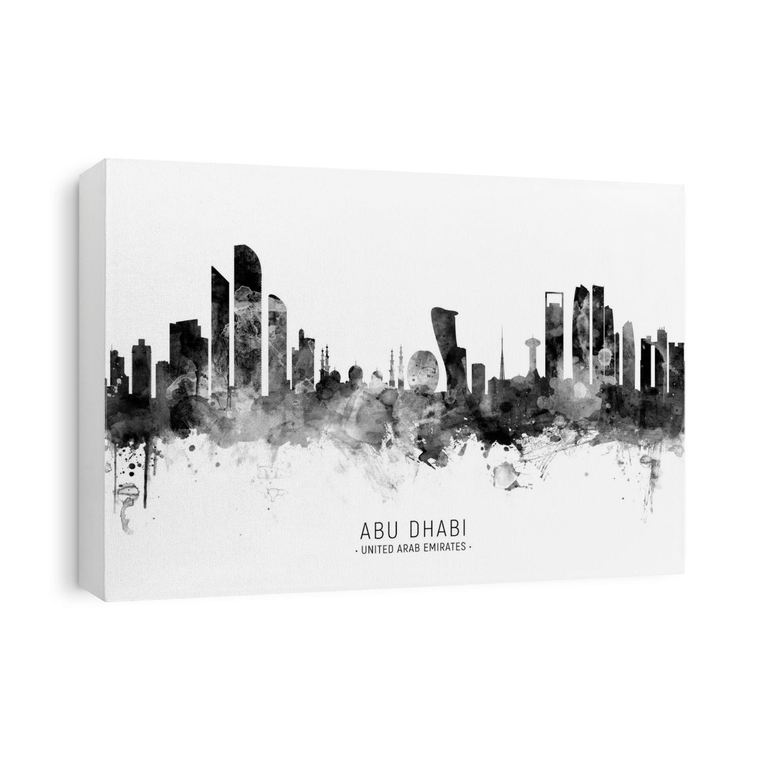 Watercolor art print of the skyline of Abu Dhabi, United Arab Emirates