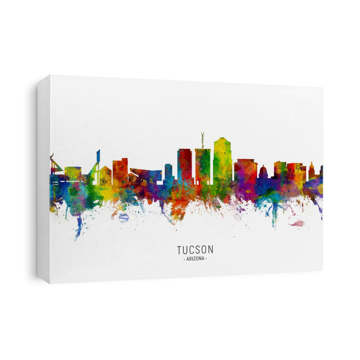 Watercolor art print of the skyline of Tucson, Arizona, United States