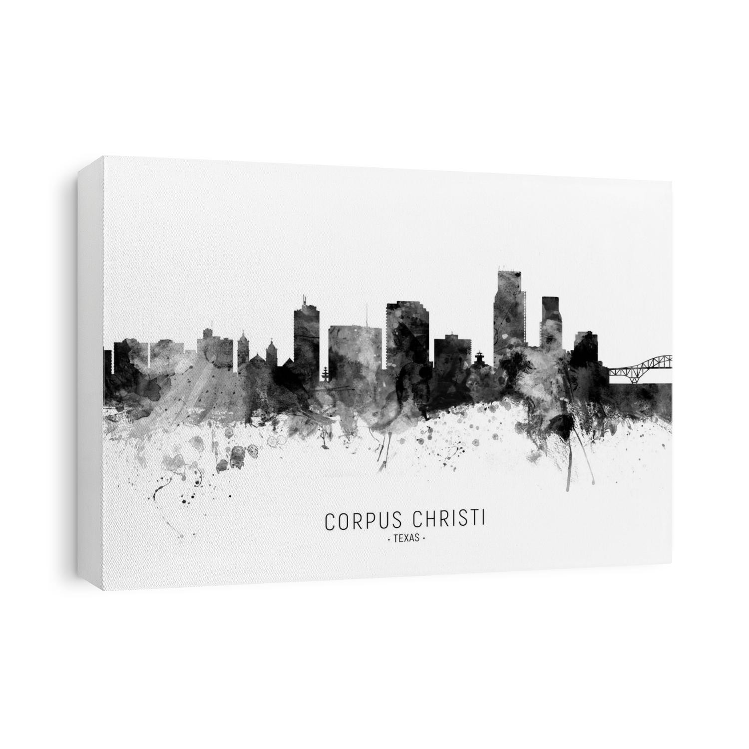 Watercolor art print of the skyline of Corpus Christi, Texas, United States