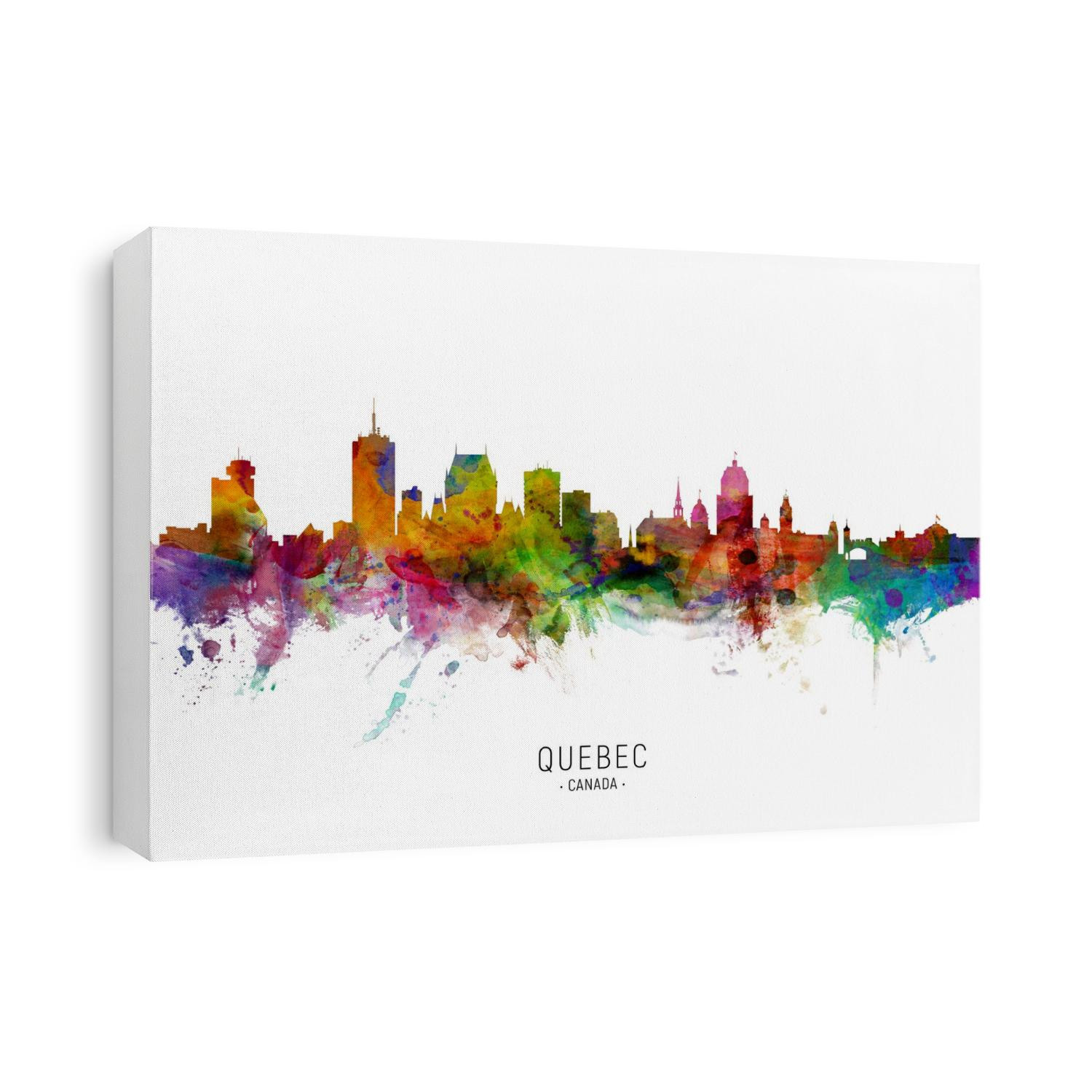 Watercolor art print of the skyline of Quebec, Canada
