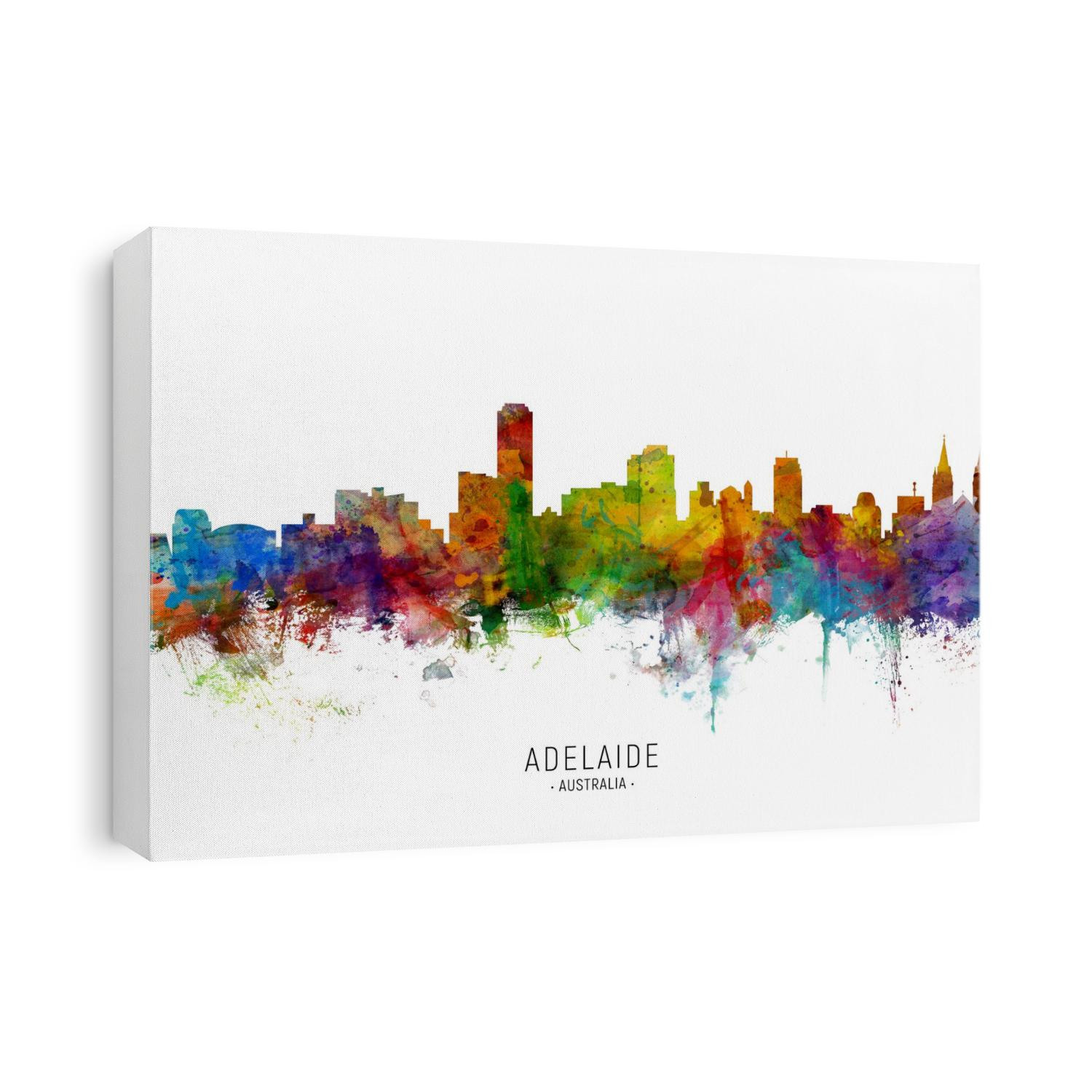 Watercolor art print of the skyline of Adelaide, South Australia, Australia
