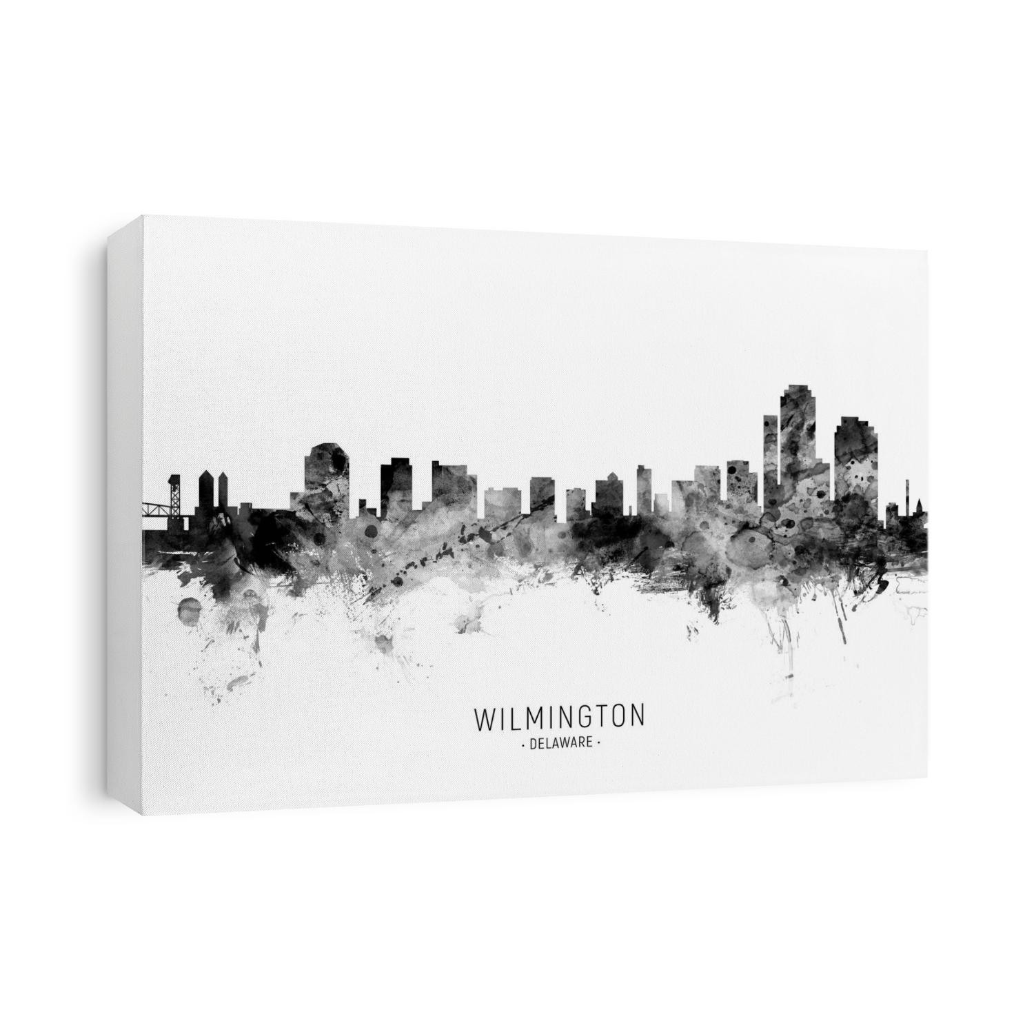 Watercolor art print of the skyline of Wilmington, Delaware, United States