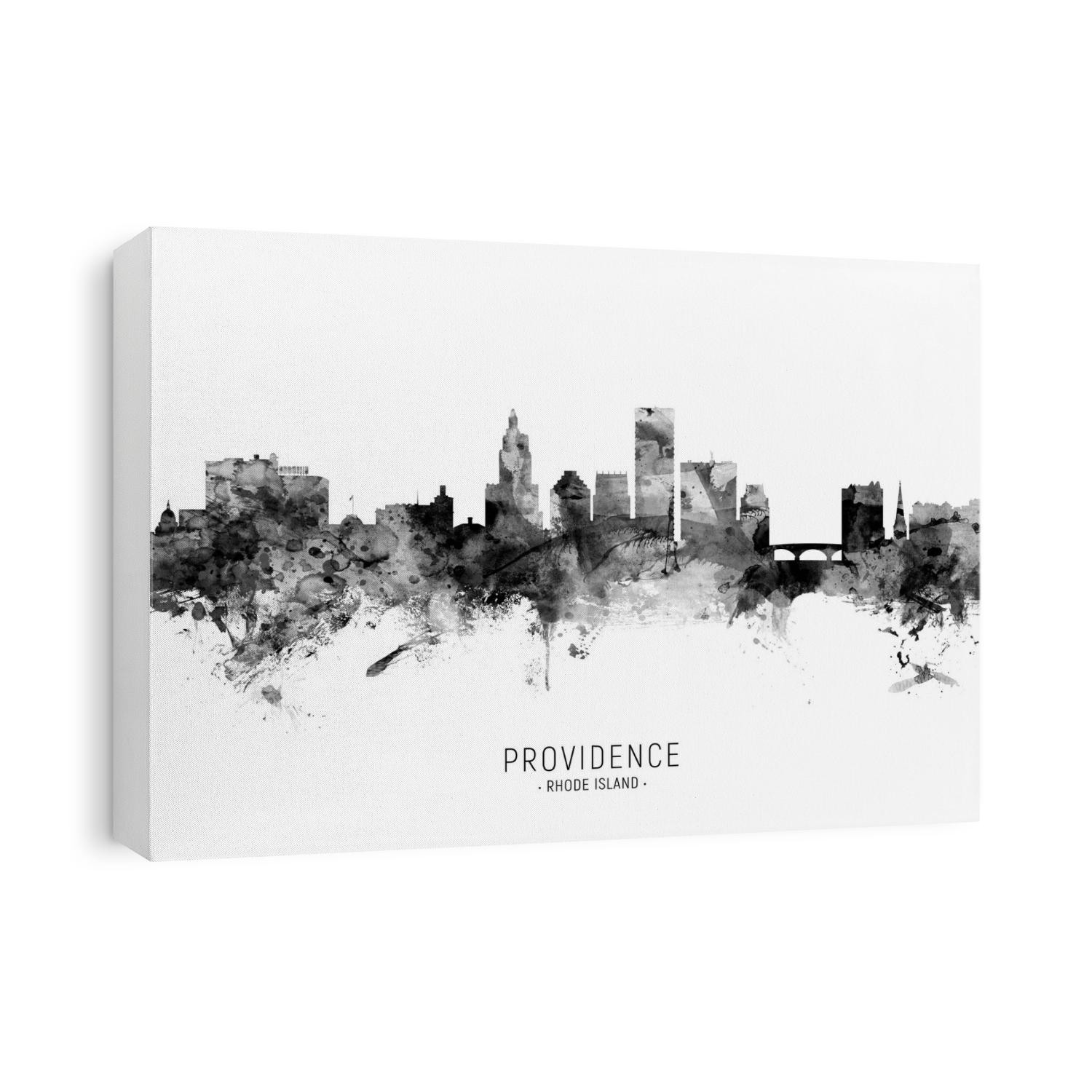 Watercolor art print of the skyline of Providence, Rhode Island, United States
