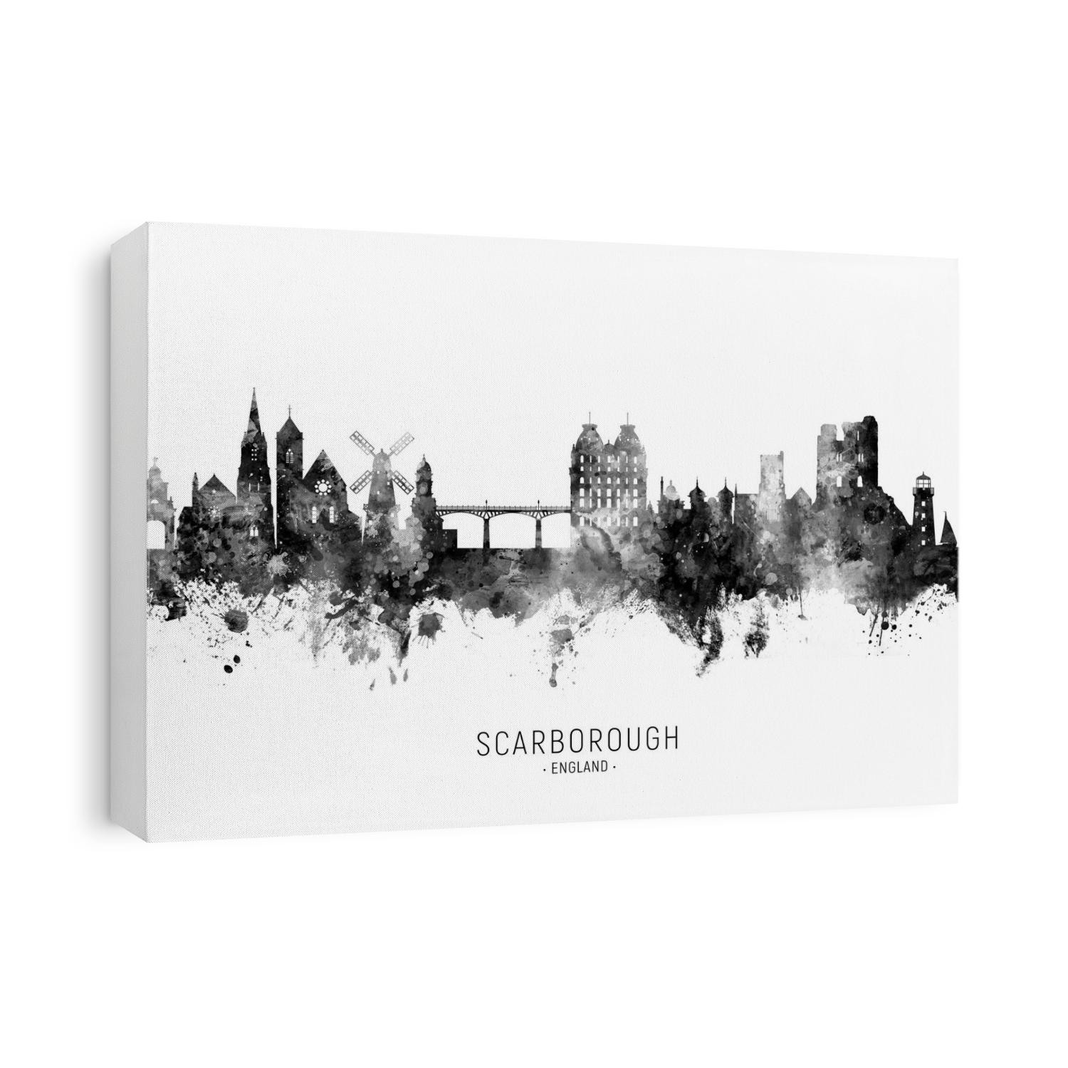Watercolor art print of the skyline of Scarborough, England, United Kingdom