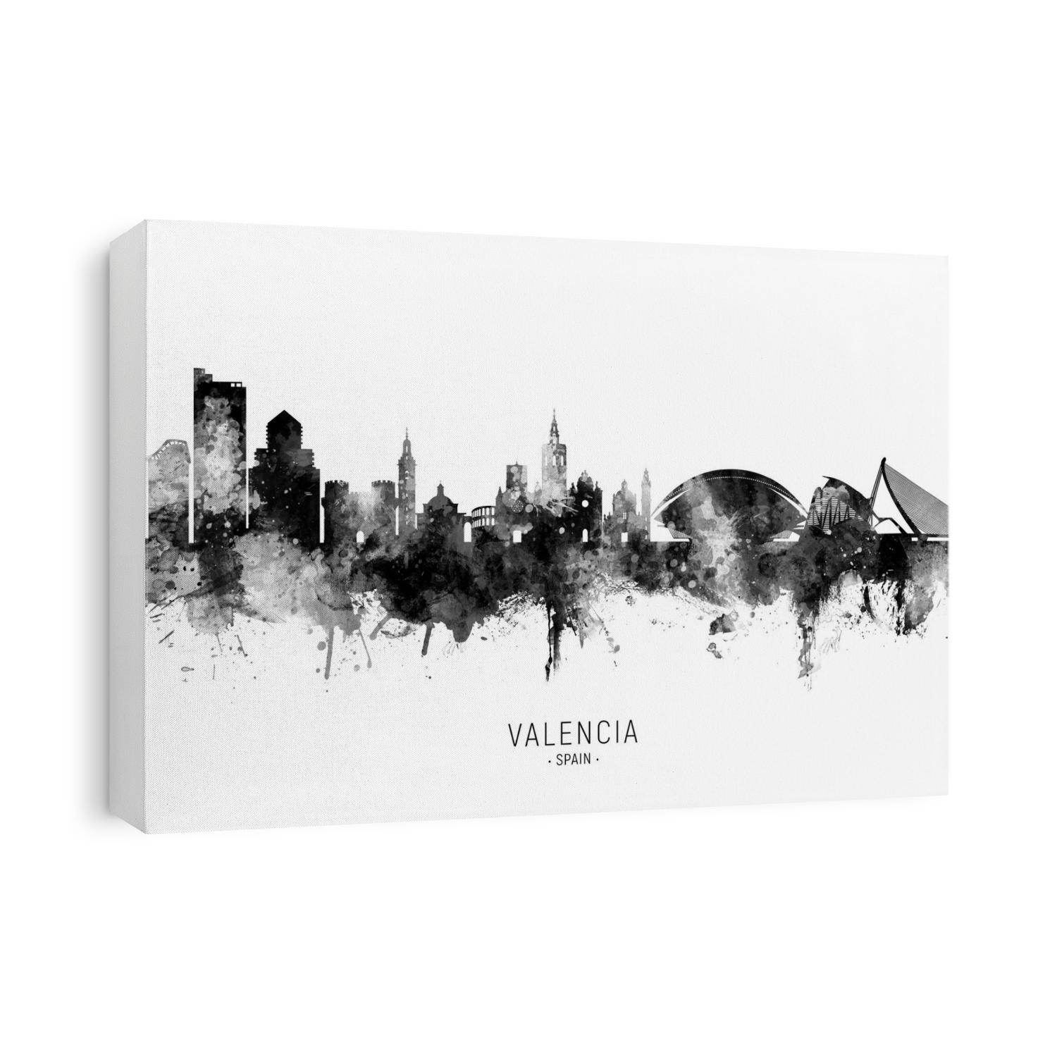 Watercolor art print of the skyline of Valencia, Spain