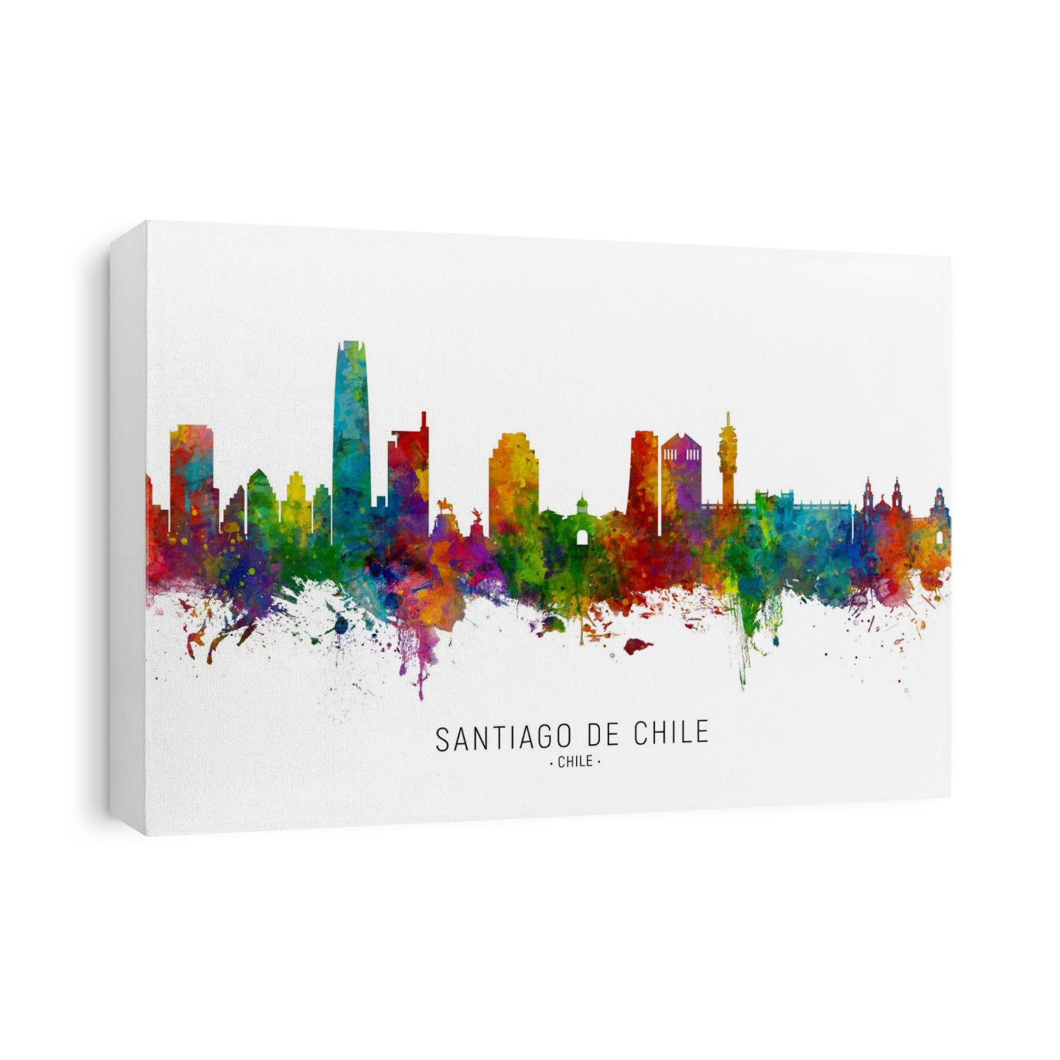 Watercolor art print of the skyline of Santiago de Chile, Chile