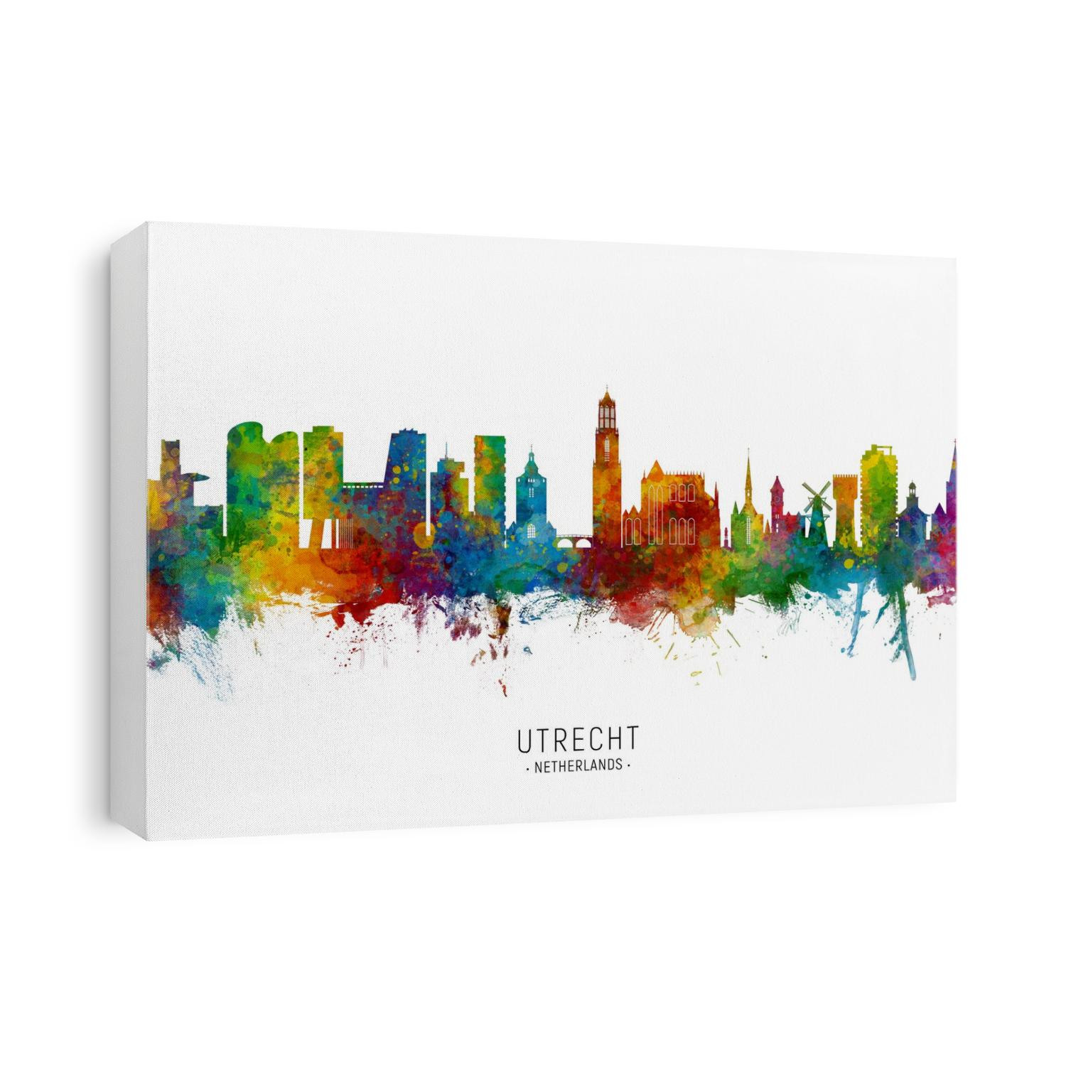 Watercolor art print of the skyline of Utrecht, The Netherlands