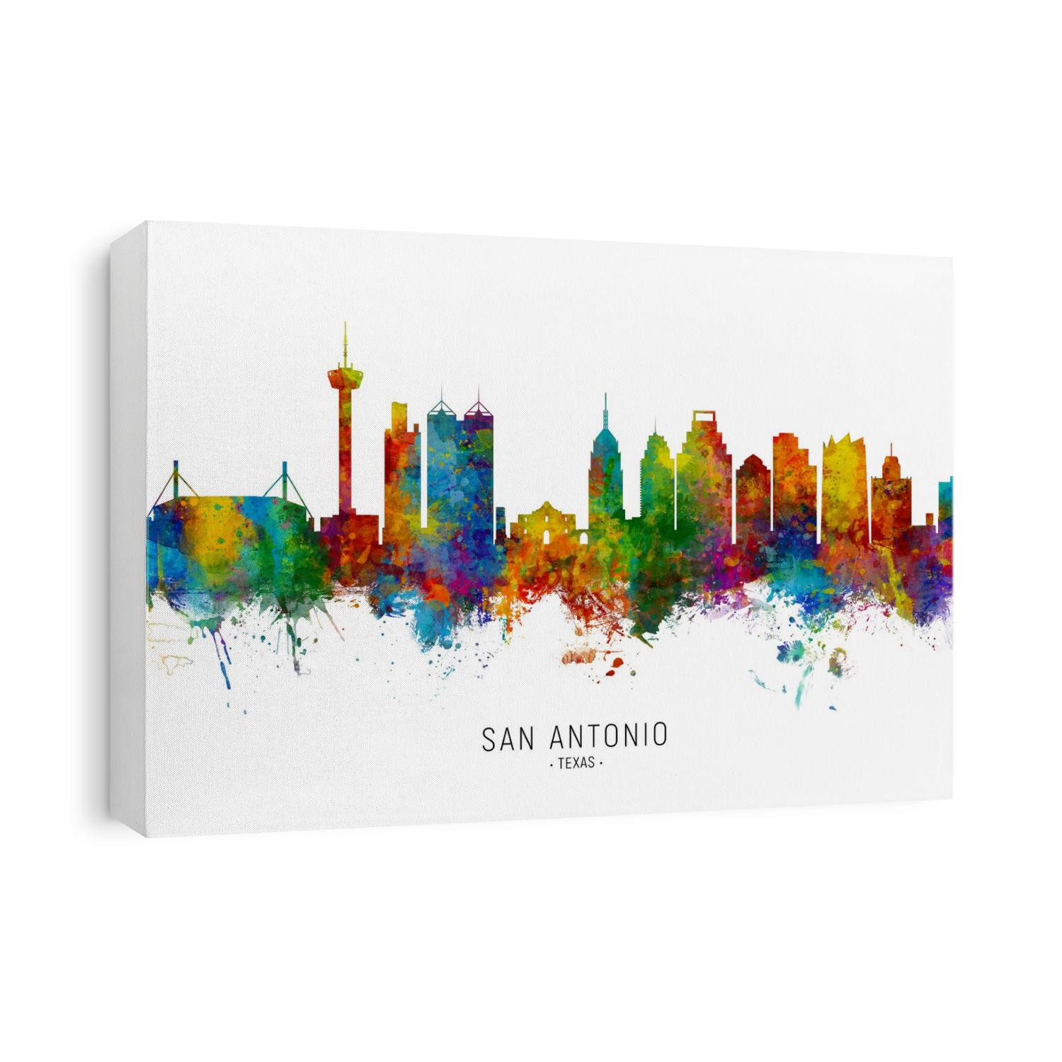 Watercolor art print of the skyline of San Antonio, Texas, United States